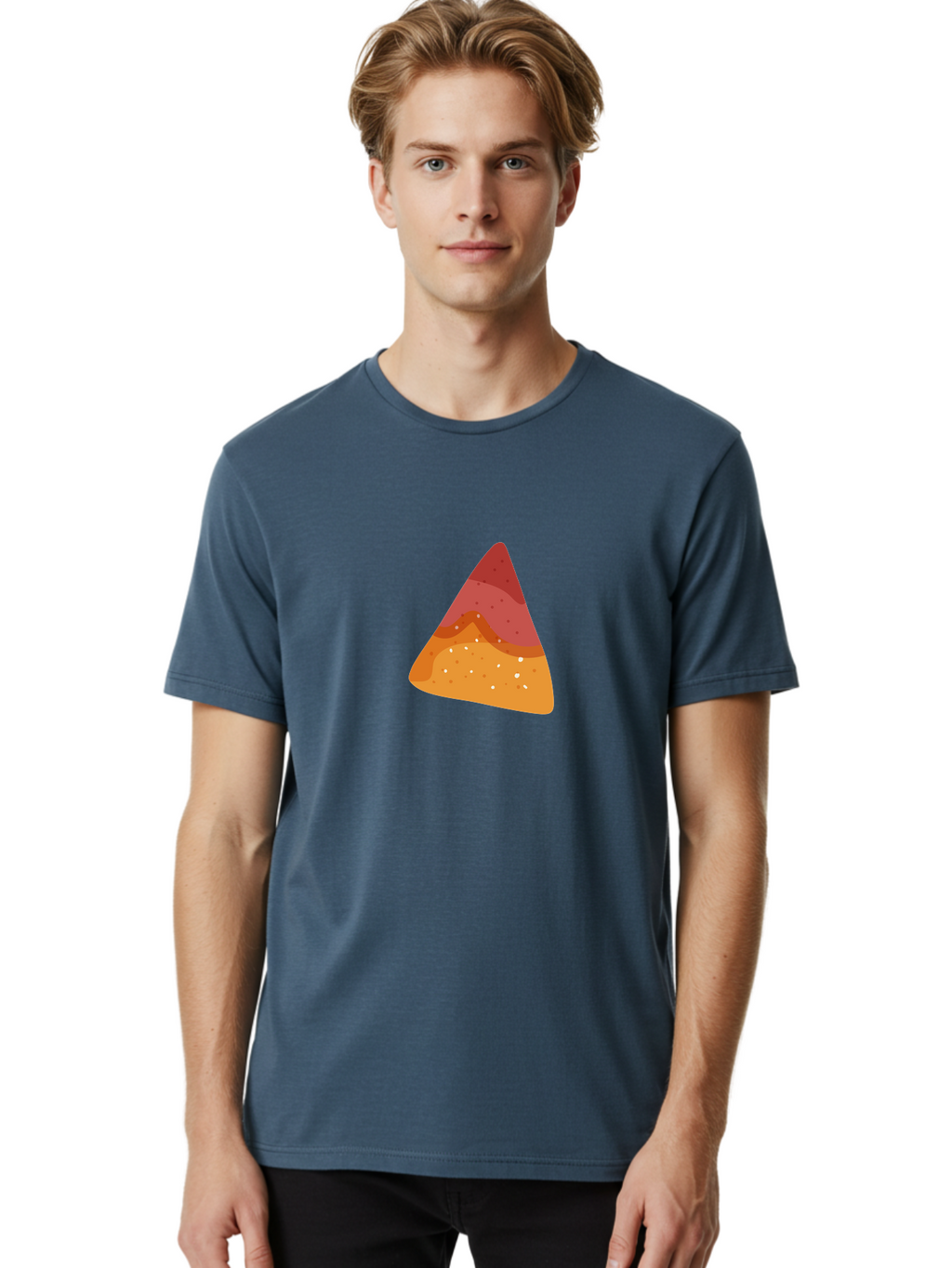 Pizza-Slice-1 Men'S Graphic Tee, 100% Cotton, Comfortable Casual Summer Wear, Machine Washable, Pizza Slice, Triangle Shape, Red Sauce, Melted Cheese, Savory Toppings, Italian Food, Delicious Treat, Tasty Snack, Cartoon Illustration Aad734