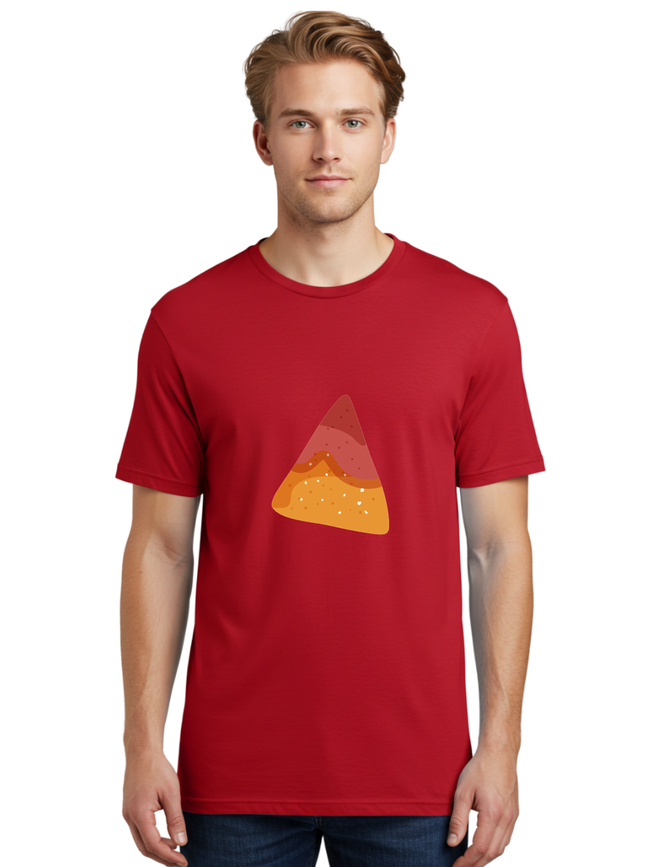 Pizza-Slice-1 Men'S Graphic Tee, 100% Cotton, Comfortable Casual Summer Wear, Machine Washable, Pizza Slice, Triangle Shape, Red Sauce, Melted Cheese, Savory Toppings, Italian Food, Delicious Treat, Tasty Snack, Cartoon Illustration Aad734