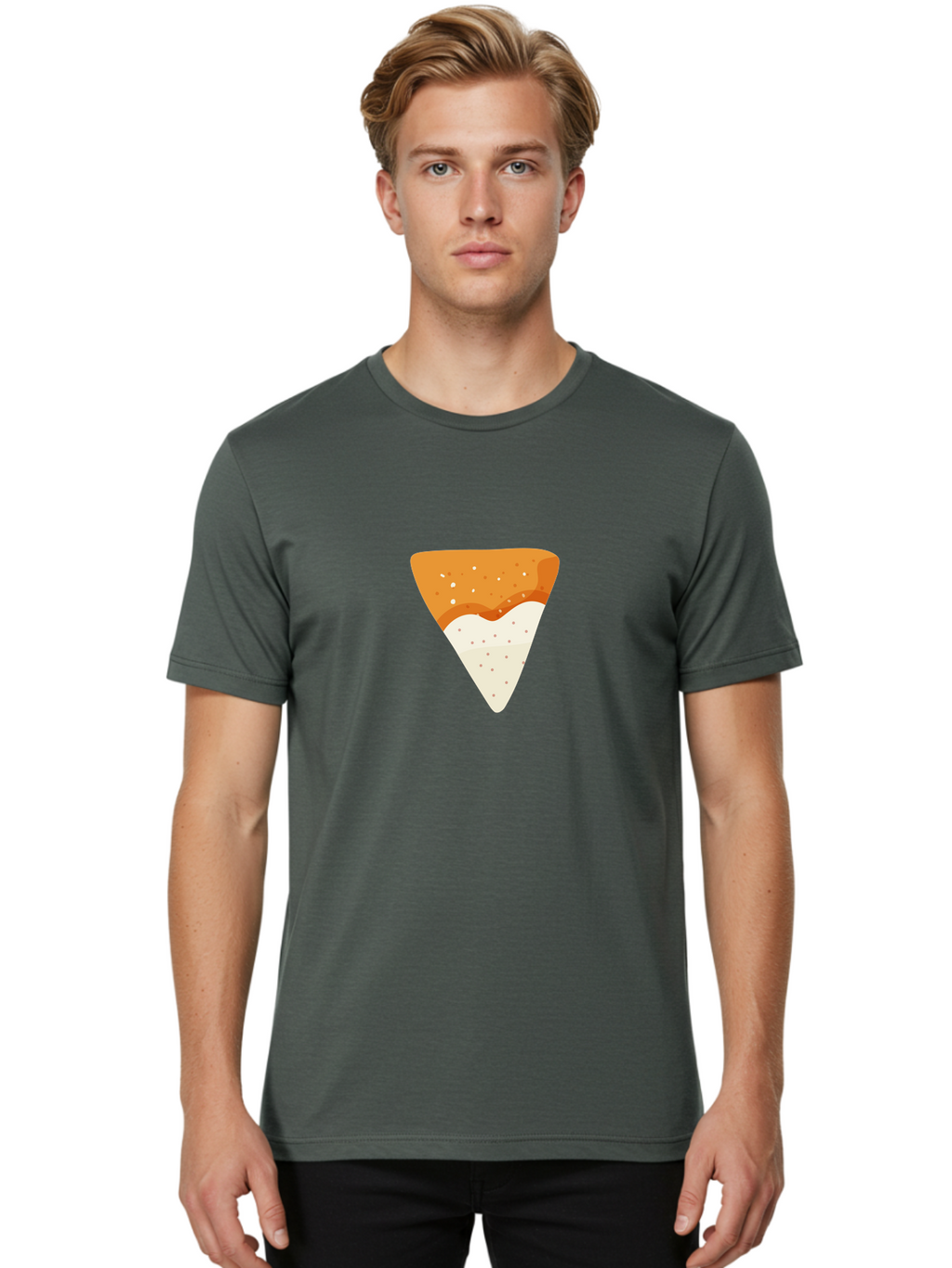 Pizza-Slice Men'S Graphic Tee, 100% Cotton, Comfortable Casual Summer Wear, Machine Washable, Pizza Slice, Italian Food, Cheese Pizza, Food Illustration, Graphic Design, Triangular Shape, Crispy Crust Aad737