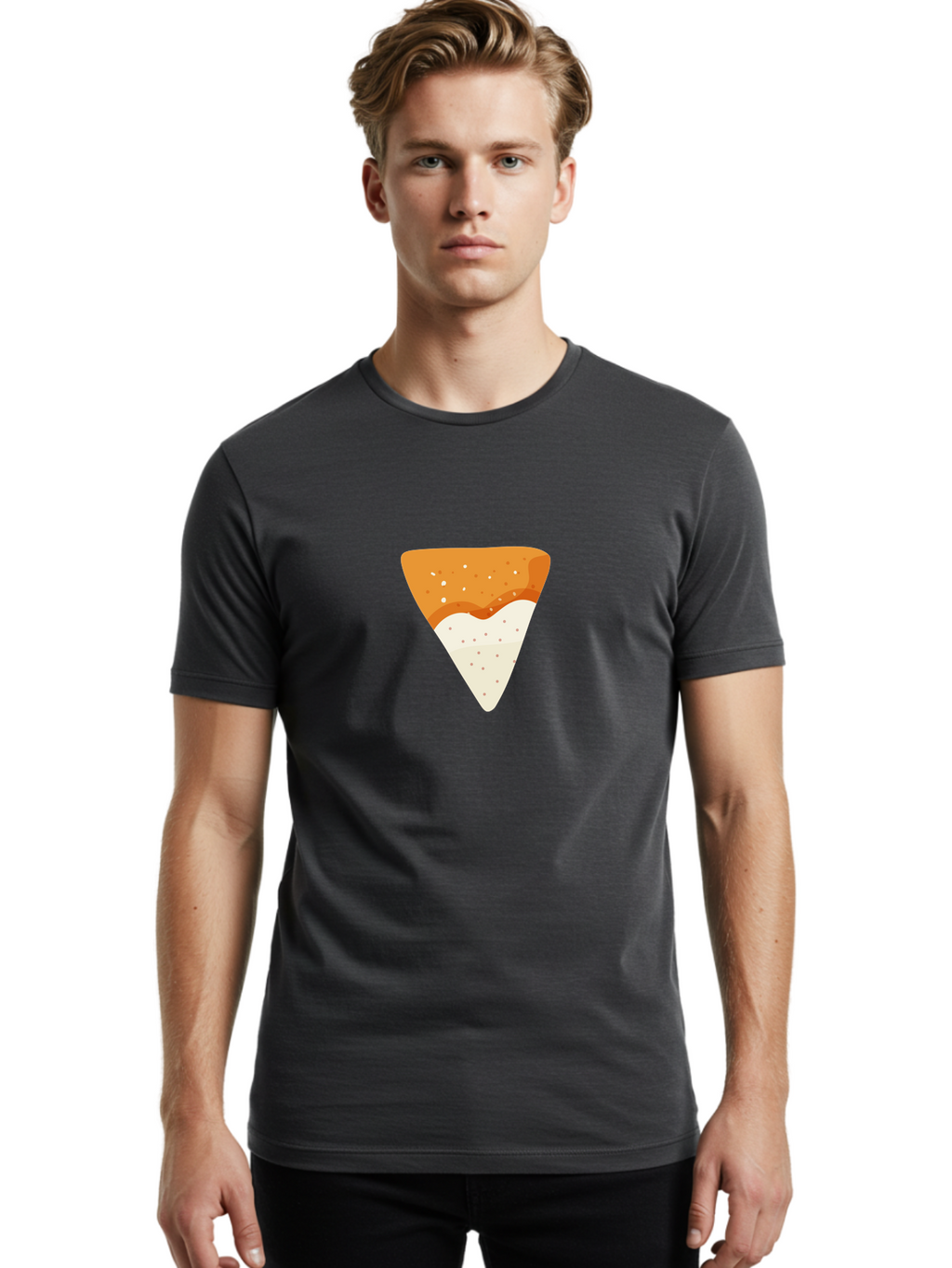 Pizza-Slice Men'S Graphic Tee, 100% Cotton, Comfortable Casual Summer Wear, Machine Washable, Pizza Slice, Italian Food, Cheese Pizza, Food Illustration, Graphic Design, Triangular Shape, Crispy Crust Aad737