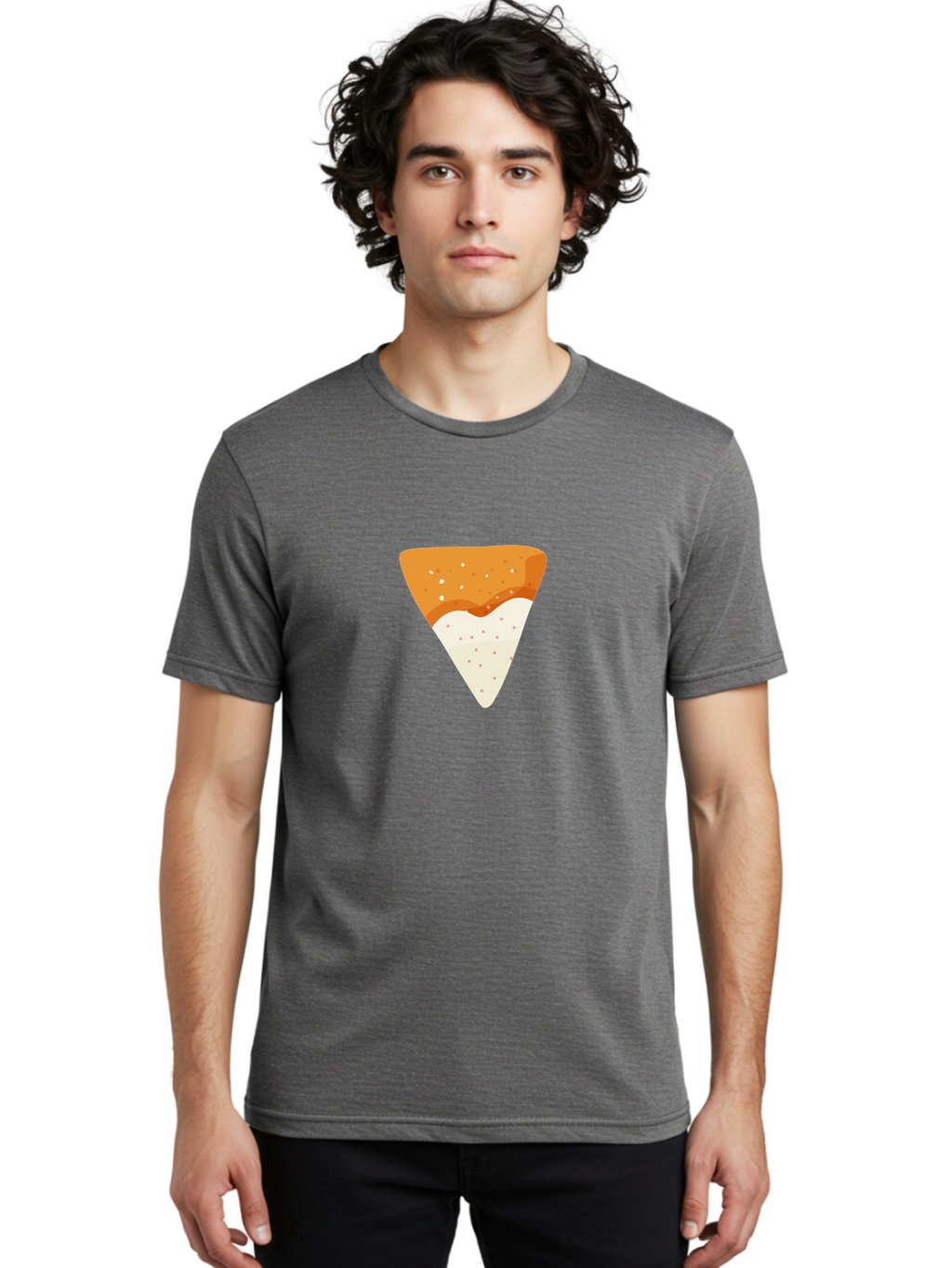 Pizza-Slice Men'S Graphic Tee, 100% Cotton, Comfortable Casual Summer Wear, Machine Washable, Pizza Slice, Italian Food, Cheese Pizza, Food Illustration, Graphic Design, Triangular Shape, Crispy Crust Aad737