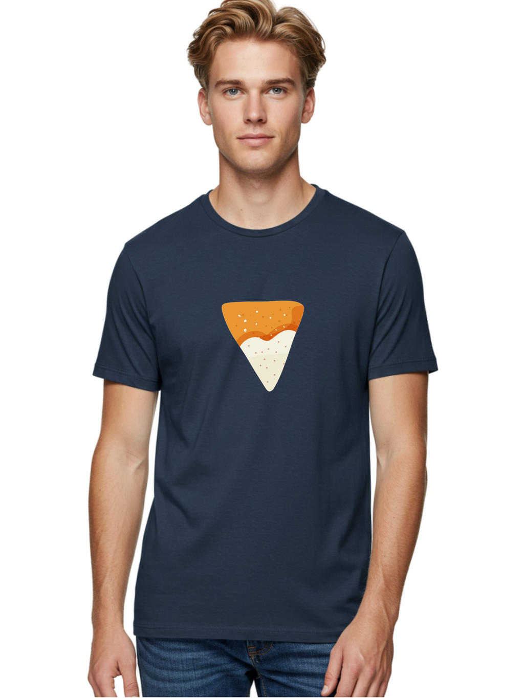 Pizza-Slice Men'S Graphic Tee, 100% Cotton, Comfortable Casual Summer Wear, Machine Washable, Pizza Slice, Italian Food, Cheese Pizza, Food Illustration, Graphic Design, Triangular Shape, Crispy Crust Aad737