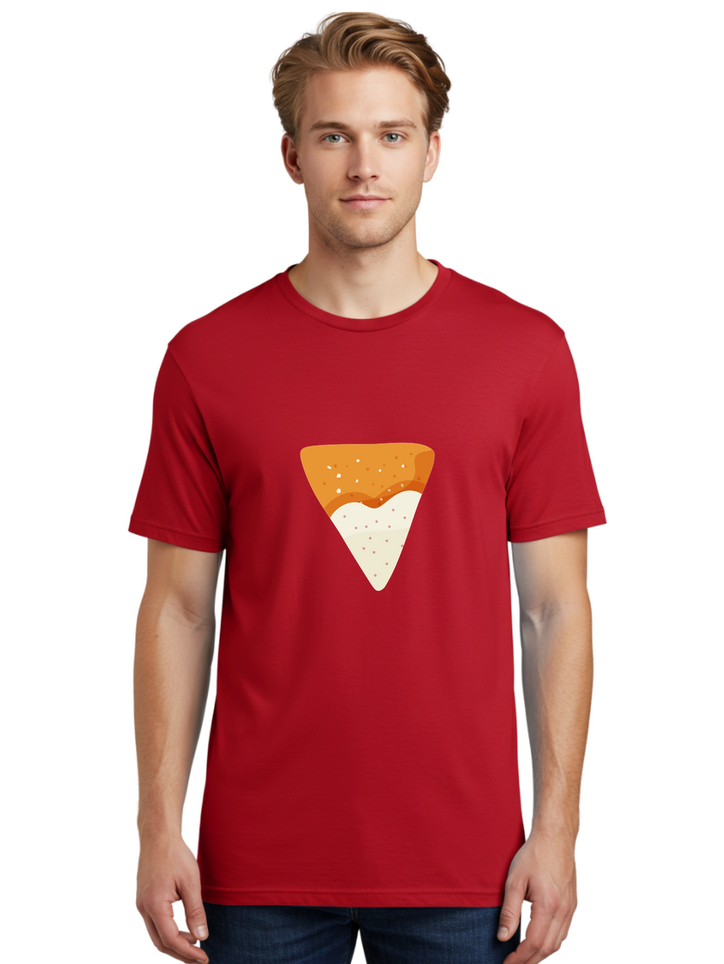 Pizza-Slice Men'S Graphic Tee, 100% Cotton, Comfortable Casual Summer Wear, Machine Washable, Pizza Slice, Italian Food, Cheese Pizza, Food Illustration, Graphic Design, Triangular Shape, Crispy Crust Aad737