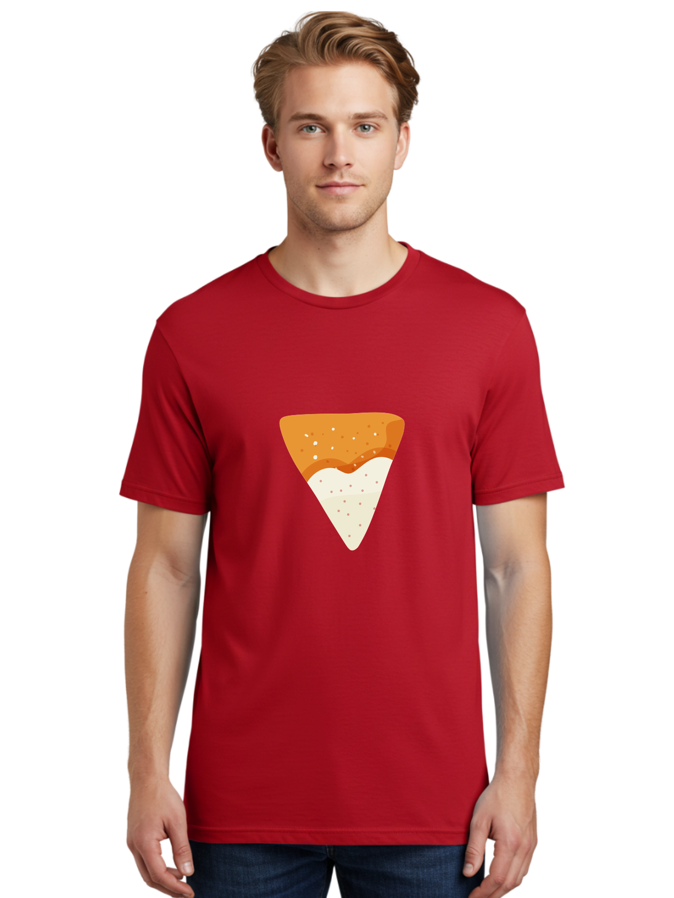 Pizza-Slice Men'S Graphic Tee, 100% Cotton, Comfortable Casual Summer Wear, Machine Washable, Pizza Slice, Italian Food, Cheese Pizza, Food Illustration, Graphic Design, Triangular Shape, Crispy Crust Aad737