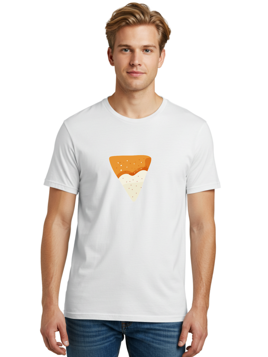 Pizza-Slice Men'S Graphic Tee, 100% Cotton, Comfortable Casual Summer Wear, Machine Washable, Pizza Slice, Italian Food, Cheese Pizza, Food Illustration, Graphic Design, Triangular Shape, Crispy Crust Aad737