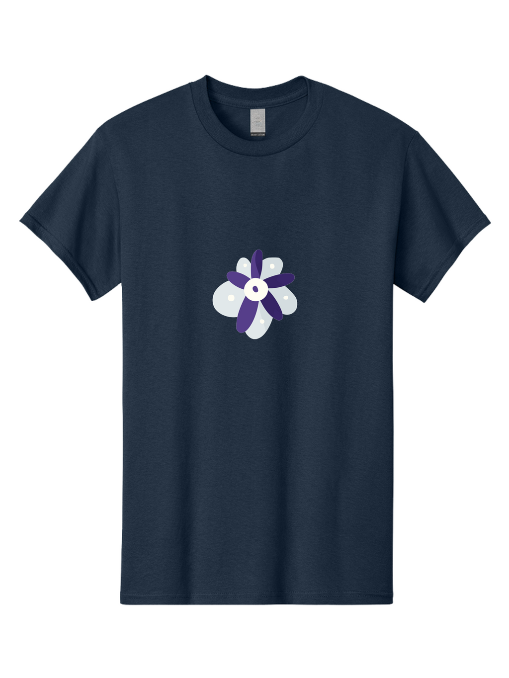 Purple-And-White-Flower Men'S Graphic Tee, 100% Cotton, Comfortable Casual Summer Wear, Machine Washable, White And Purple Flower, Cartoon Style, Simple Design, Floral Illustration, Digital Art, Creative Graphics Aad738