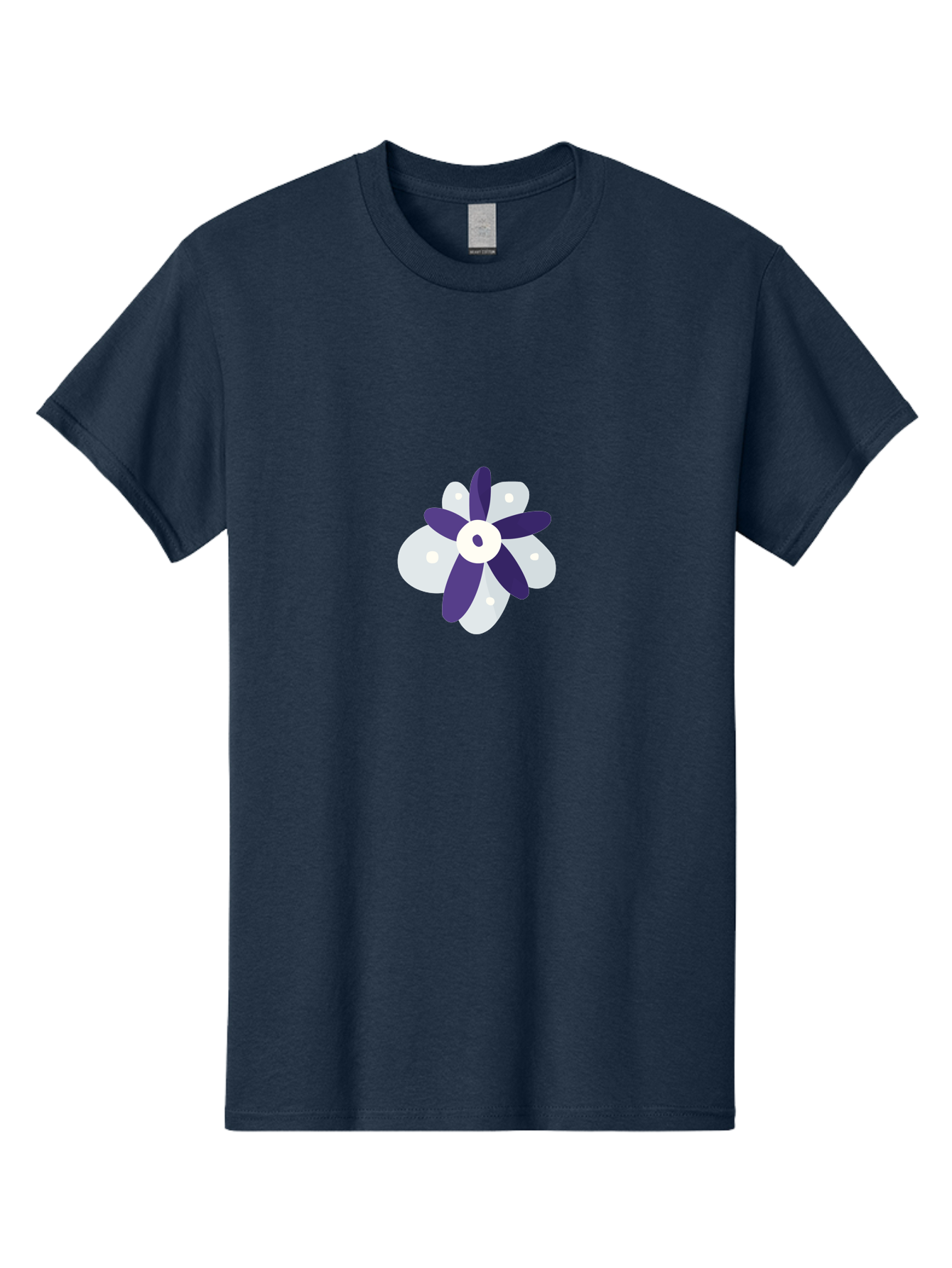 Purple-And-White-Flower Men'S Graphic Tee, 100% Cotton, Comfortable Casual Summer Wear, Machine Washable, White And Purple Flower, Cartoon Style, Simple Design, Floral Illustration, Digital Art, Creative Graphics Aad738