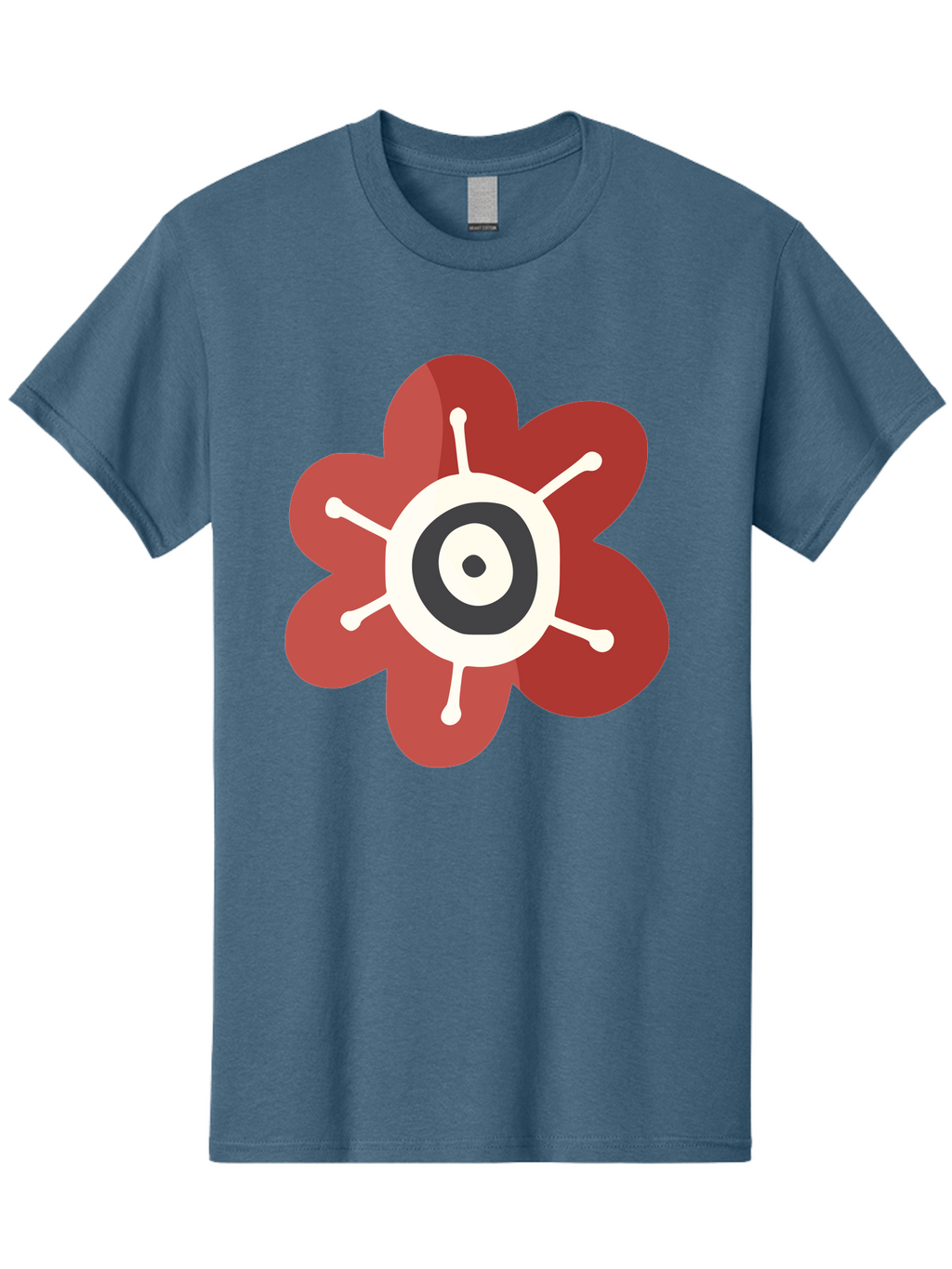 Red-Flower-1 Men'S Graphic Tee, 100% Cotton, Comfortable Casual Summer Wear, Machine Washable, Red Flower Illustration, Stylized Floral Design, Abstract Flower, Minimalist Art, White And Black Center, Bold Graphics, Modern Icon Aad742