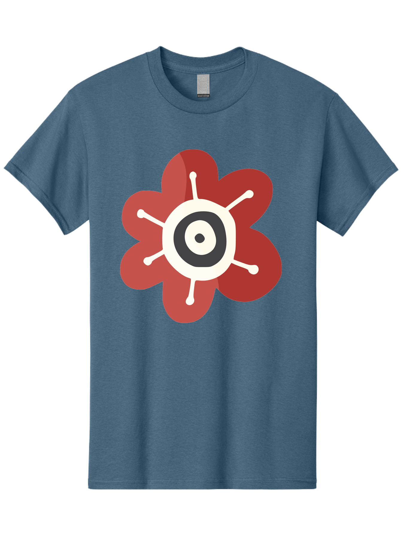 Red-Flower-1 Men'S Graphic Tee, 100% Cotton, Comfortable Casual Summer Wear, Machine Washable, Red Flower Illustration, Stylized Floral Design, Abstract Flower, Minimalist Art, White And Black Center, Bold Graphics, Modern Icon Aad742