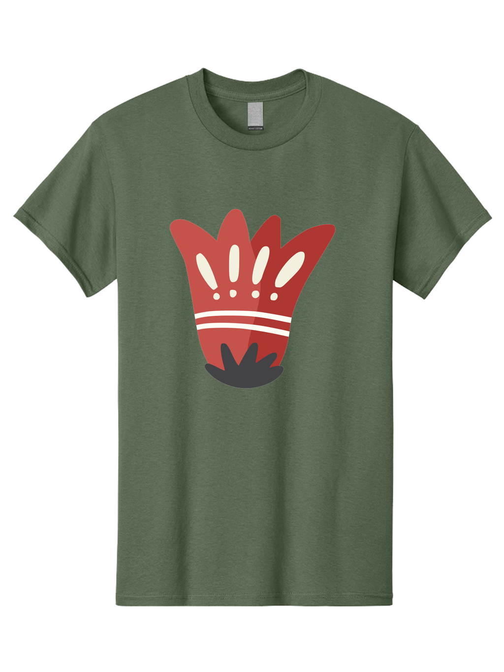 Red-Hand Men'S Graphic Tee, 100% Cotton, Comfortable Casual Summer Wear, Machine Washable, Red Hand Illustration, Hand With Fingers Spread, White Accents On Fingers, Symbol Or Gesture, Bold Design, Simple Shapes, Minimalist Style, Aad745