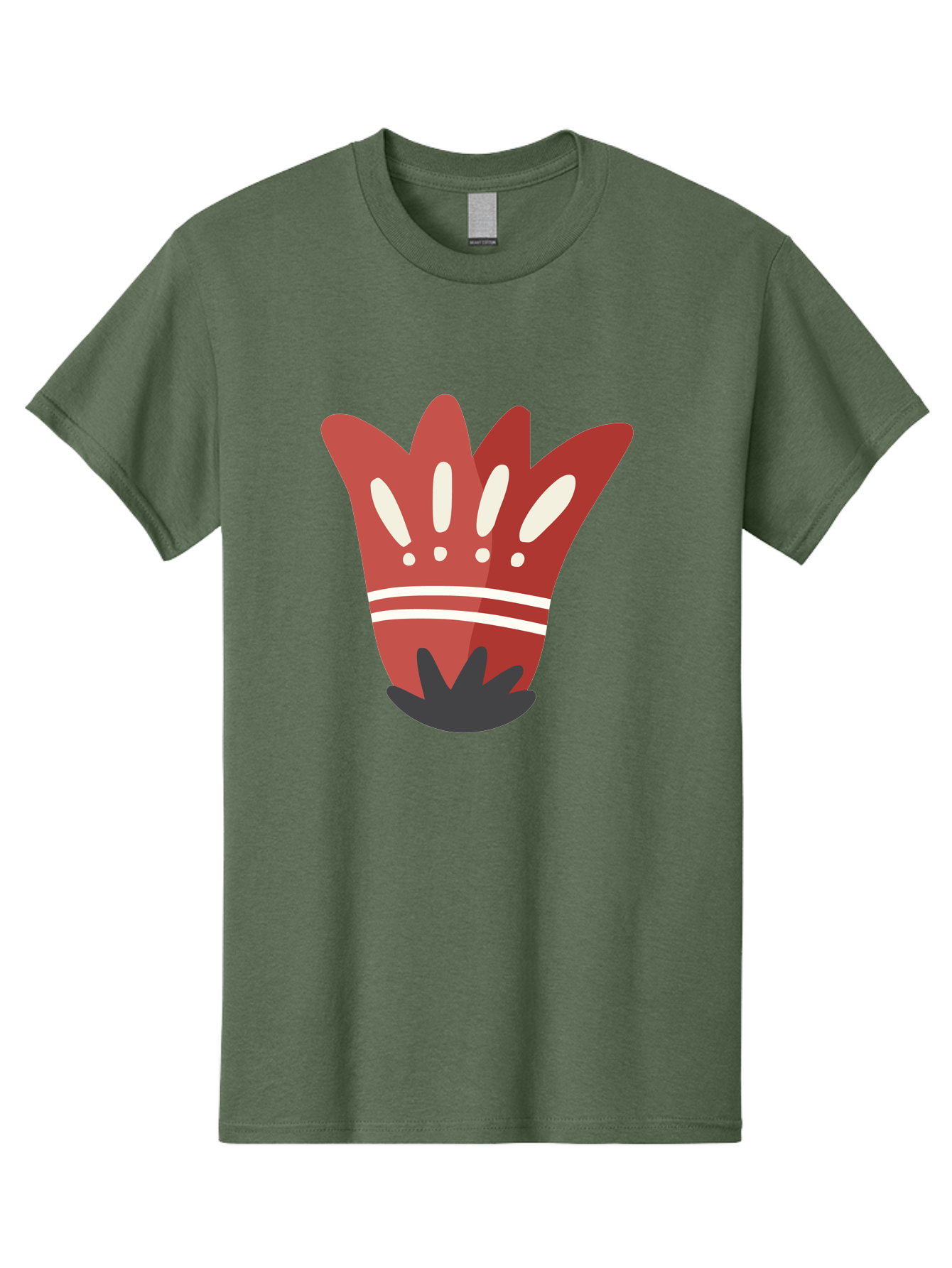 Red-Hand Men'S Graphic Tee, 100% Cotton, Comfortable Casual Summer Wear, Machine Washable, Red Hand Illustration, Hand With Fingers Spread, White Accents On Fingers, Symbol Or Gesture, Bold Design, Simple Shapes, Minimalist Style, Aad745
