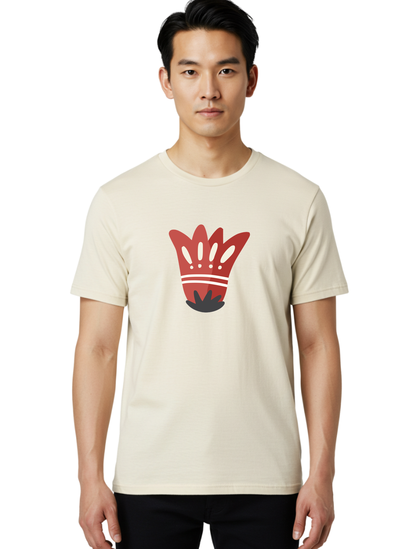 Red-Hand Men'S Graphic Tee, 100% Cotton, Comfortable Casual Summer Wear, Machine Washable, Red Hand Illustration, Hand With Fingers Spread, White Accents On Fingers, Symbol Or Gesture, Bold Design, Simple Shapes, Minimalist Style, Aad745