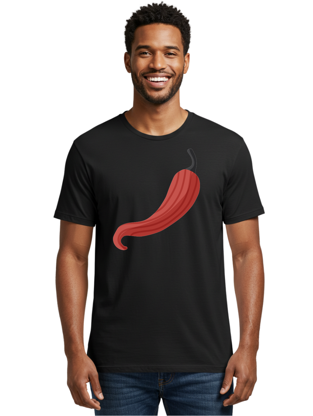 Red-Pepper-1 Men'S Graphic Tee, 100% Cotton, Comfortable Casual Summer Wear, Machine Washable, Red Chili Pepper, Hot Pepper, Spice, Culinary Ingredient, Vibrant Red Color, Digital Art, Food Illustration, Chili Pepper Graphic Aad747