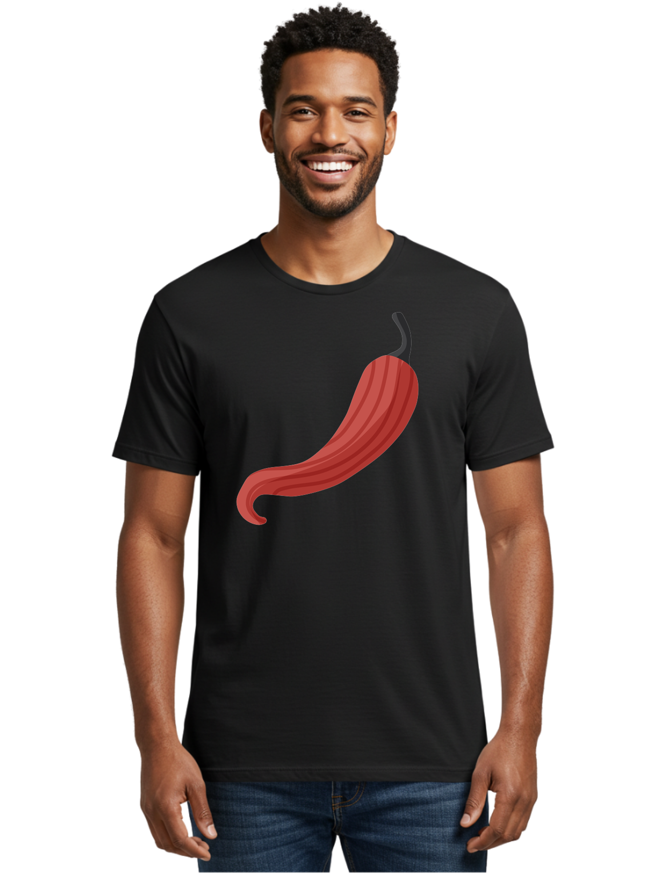 Red-Pepper-1 Men'S Graphic Tee, 100% Cotton, Comfortable Casual Summer Wear, Machine Washable, Red Chili Pepper, Hot Pepper, Spice, Culinary Ingredient, Vibrant Red Color, Digital Art, Food Illustration, Chili Pepper Graphic Aad747