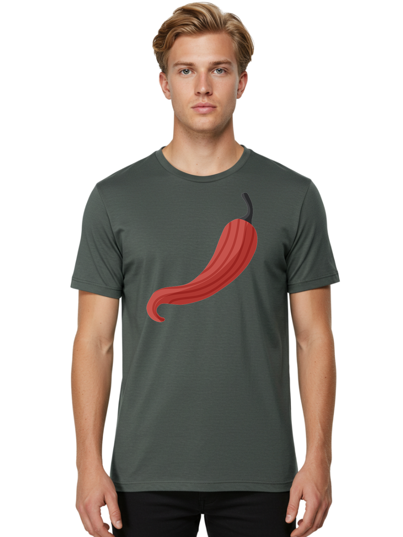 Red-Pepper-1 Men'S Graphic Tee, 100% Cotton, Comfortable Casual Summer Wear, Machine Washable, Red Chili Pepper, Hot Pepper, Spice, Culinary Ingredient, Vibrant Red Color, Digital Art, Food Illustration, Chili Pepper Graphic Aad747
