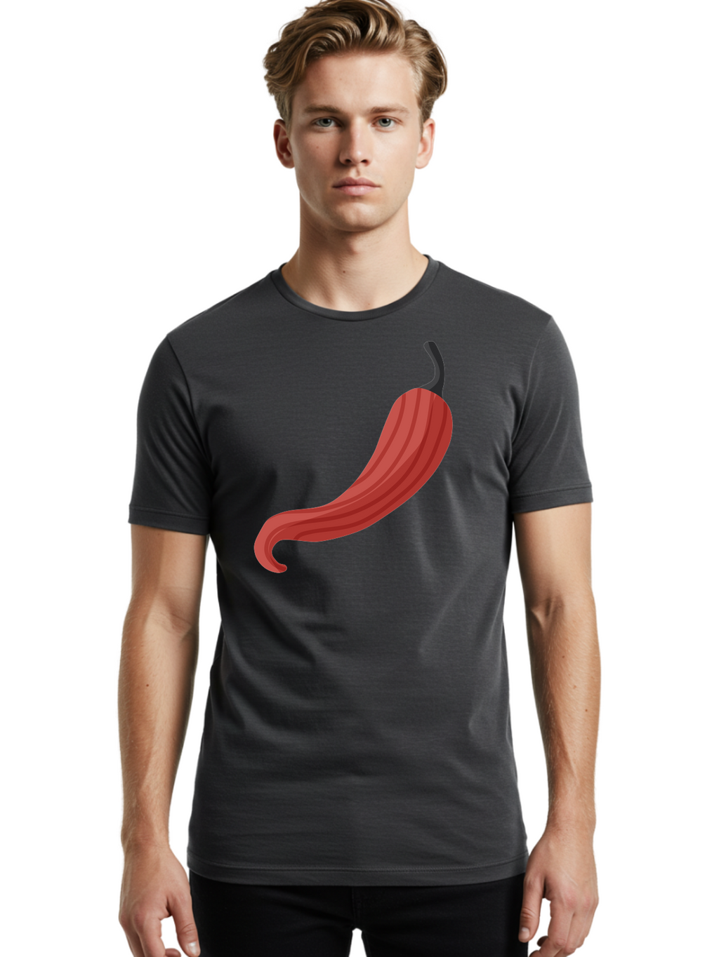 Red-Pepper-1 Men'S Graphic Tee, 100% Cotton, Comfortable Casual Summer Wear, Machine Washable, Red Chili Pepper, Hot Pepper, Spice, Culinary Ingredient, Vibrant Red Color, Digital Art, Food Illustration, Chili Pepper Graphic Aad747