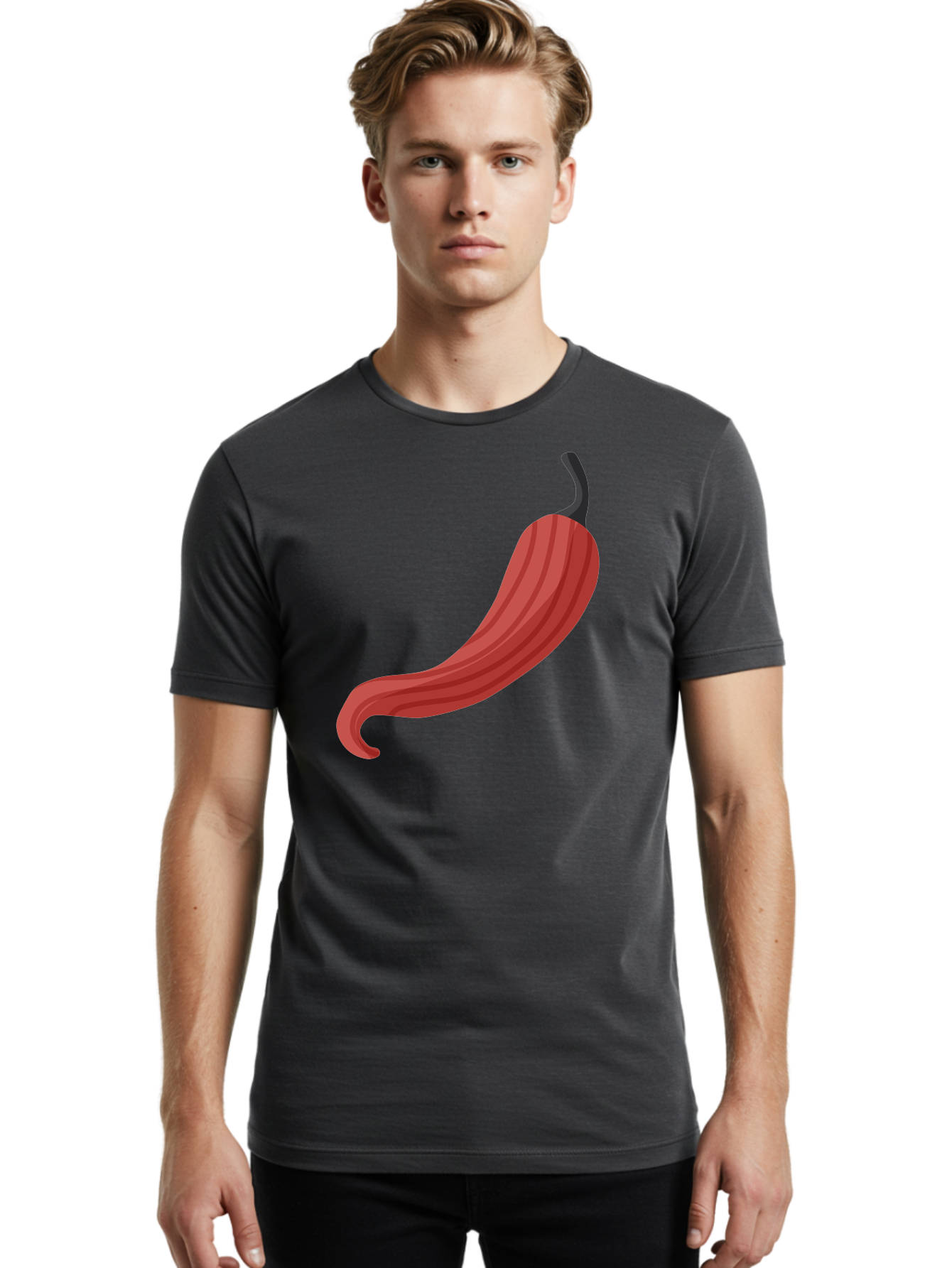 Red-Pepper-1 Men'S Graphic Tee, 100% Cotton, Comfortable Casual Summer Wear, Machine Washable, Red Chili Pepper, Hot Pepper, Spice, Culinary Ingredient, Vibrant Red Color, Digital Art, Food Illustration, Chili Pepper Graphic Aad747