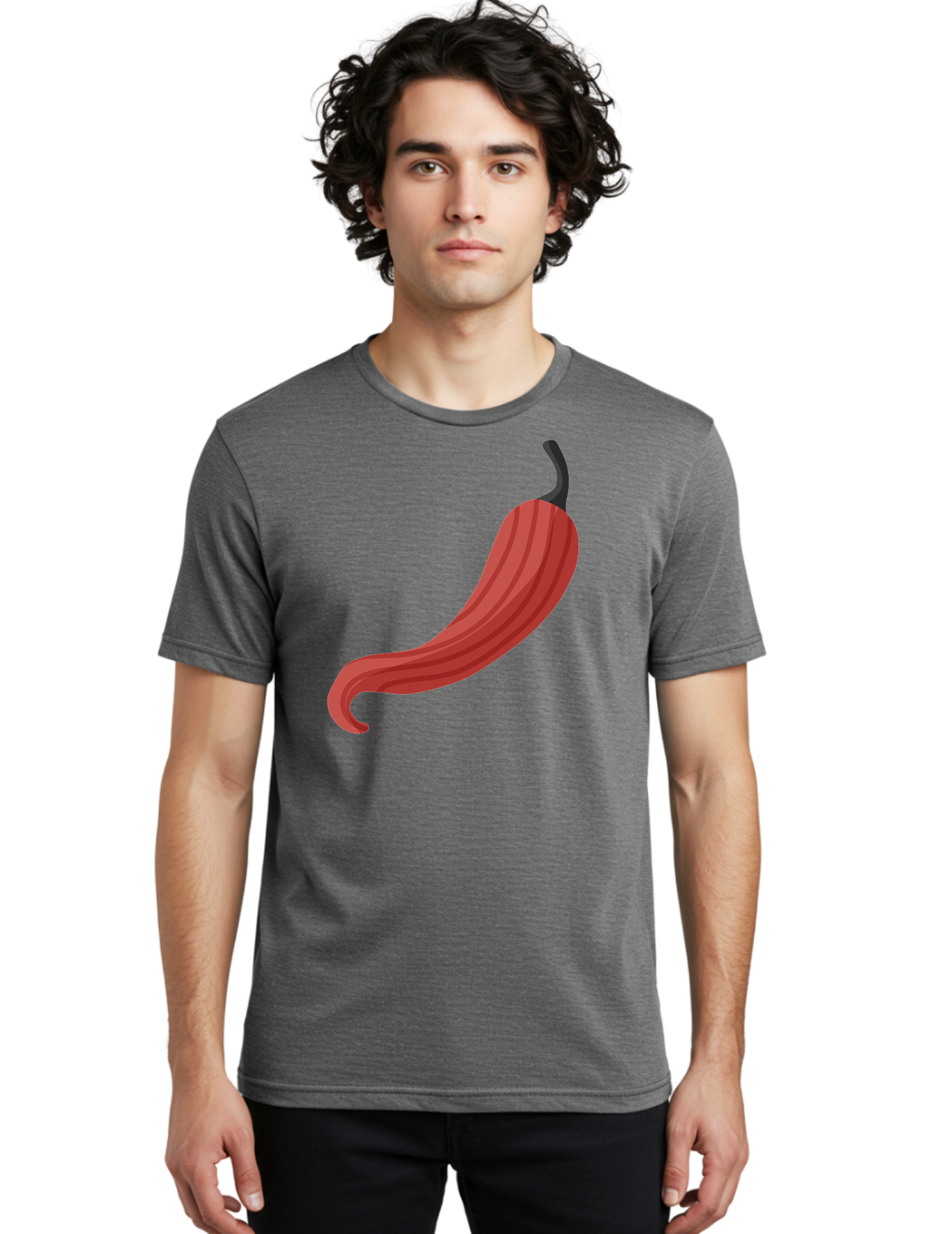 Red-Pepper-1 Men'S Graphic Tee, 100% Cotton, Comfortable Casual Summer Wear, Machine Washable, Red Chili Pepper, Hot Pepper, Spice, Culinary Ingredient, Vibrant Red Color, Digital Art, Food Illustration, Chili Pepper Graphic Aad747