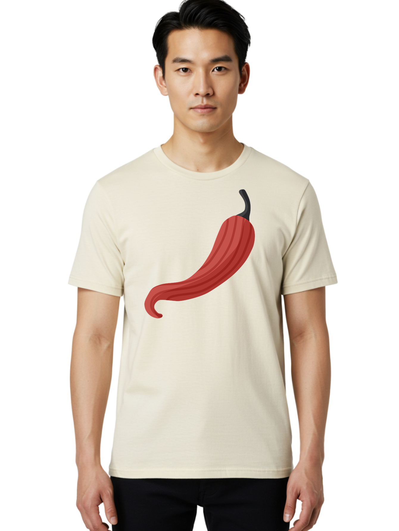Red-Pepper-1 Men'S Graphic Tee, 100% Cotton, Comfortable Casual Summer Wear, Machine Washable, Red Chili Pepper, Hot Pepper, Spice, Culinary Ingredient, Vibrant Red Color, Digital Art, Food Illustration, Chili Pepper Graphic Aad747