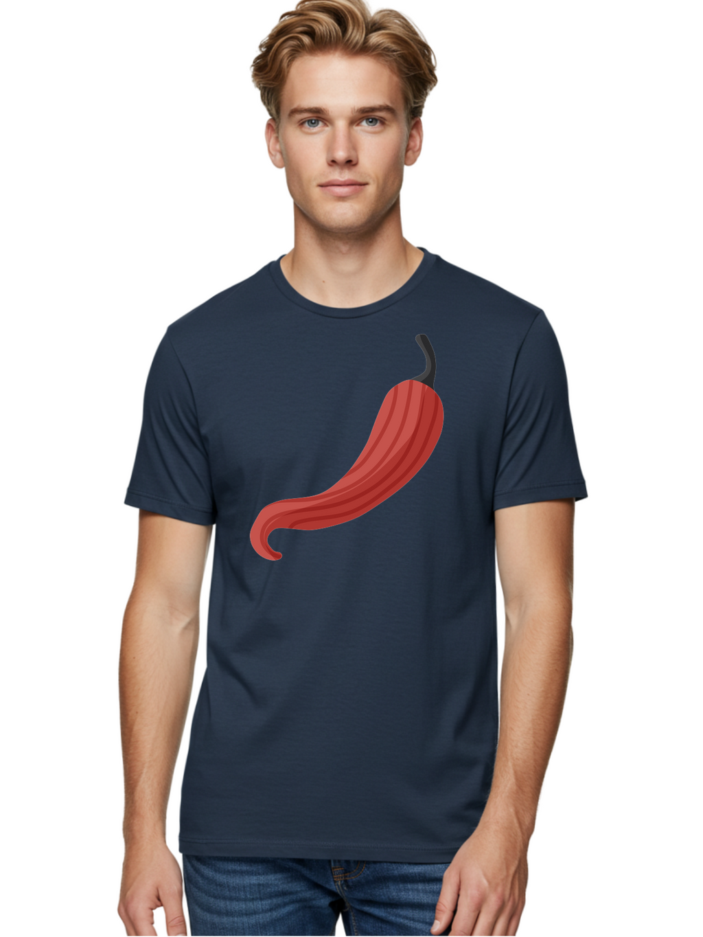 Red-Pepper-1 Men'S Graphic Tee, 100% Cotton, Comfortable Casual Summer Wear, Machine Washable, Red Chili Pepper, Hot Pepper, Spice, Culinary Ingredient, Vibrant Red Color, Digital Art, Food Illustration, Chili Pepper Graphic Aad747