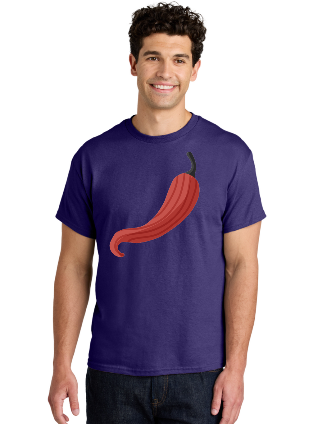 Red-Pepper-1 Men'S Graphic Tee, 100% Cotton, Comfortable Casual Summer Wear, Machine Washable, Red Chili Pepper, Hot Pepper, Spice, Culinary Ingredient, Vibrant Red Color, Digital Art, Food Illustration, Chili Pepper Graphic Aad747