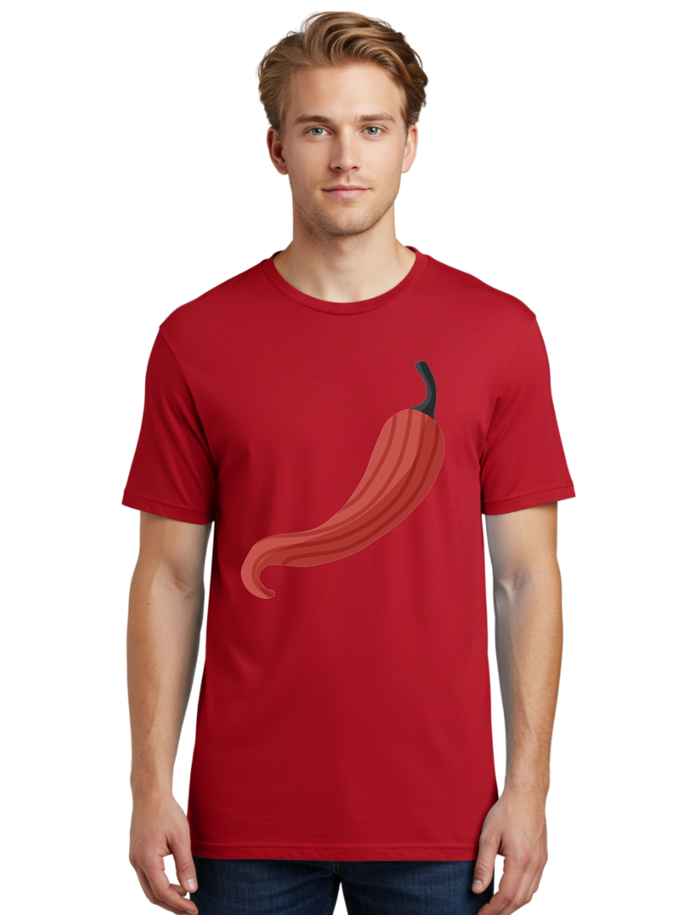 Red-Pepper-1 Men'S Graphic Tee, 100% Cotton, Comfortable Casual Summer Wear, Machine Washable, Red Chili Pepper, Hot Pepper, Spice, Culinary Ingredient, Vibrant Red Color, Digital Art, Food Illustration, Chili Pepper Graphic Aad747
