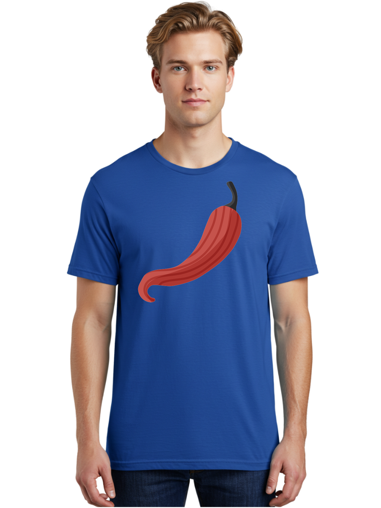 Red-Pepper-1 Men'S Graphic Tee, 100% Cotton, Comfortable Casual Summer Wear, Machine Washable, Red Chili Pepper, Hot Pepper, Spice, Culinary Ingredient, Vibrant Red Color, Digital Art, Food Illustration, Chili Pepper Graphic Aad747
