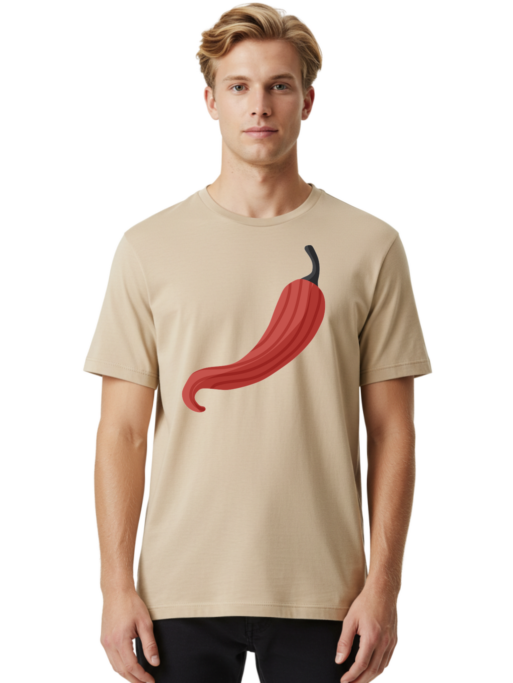 Red-Pepper-1 Men'S Graphic Tee, 100% Cotton, Comfortable Casual Summer Wear, Machine Washable, Red Chili Pepper, Hot Pepper, Spice, Culinary Ingredient, Vibrant Red Color, Digital Art, Food Illustration, Chili Pepper Graphic Aad747