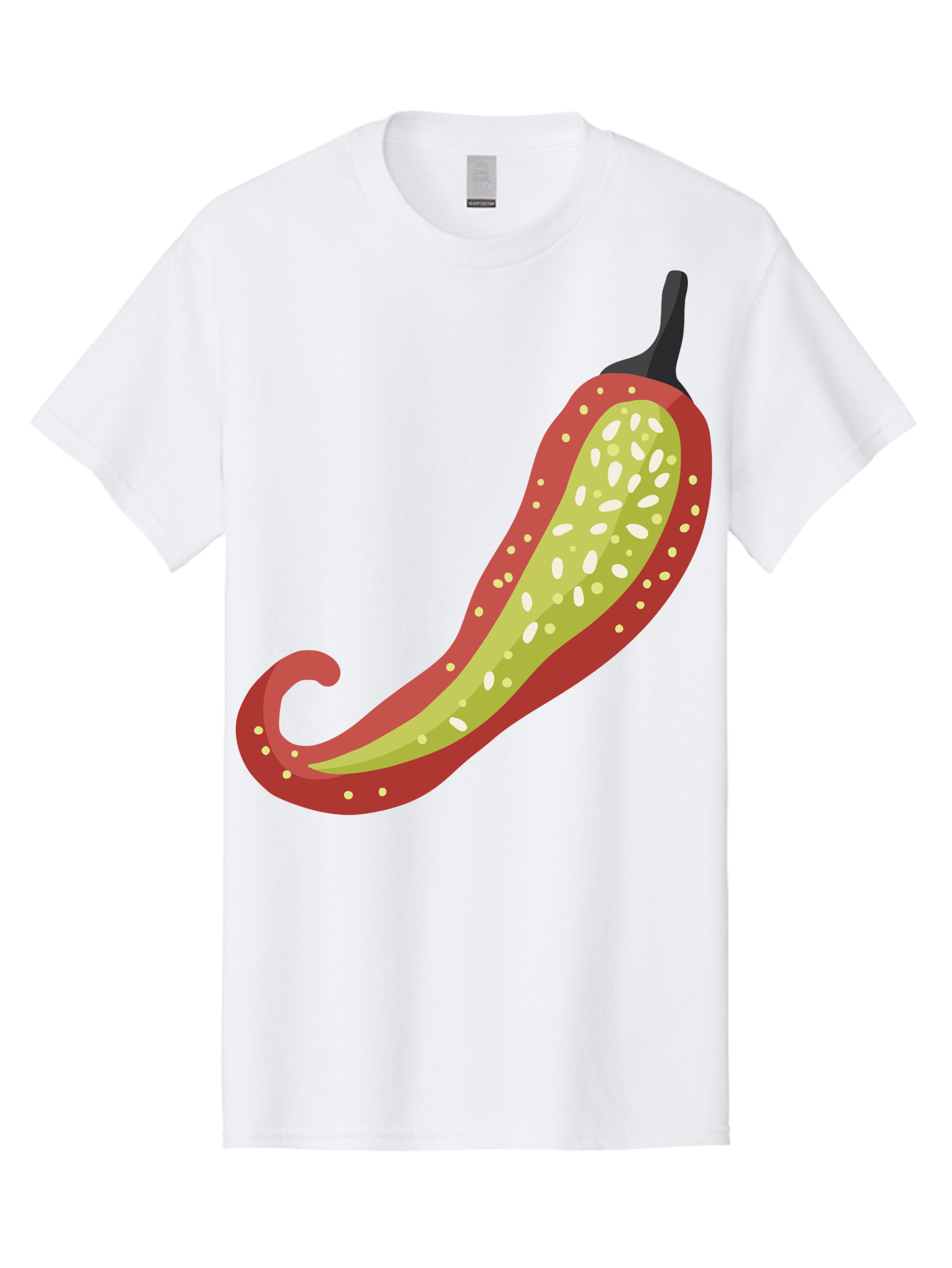 Red-Pepper Men'S Graphic Tee, 100% Cotton, Comfortable Casual Summer Wear, Machine Washable, Red Chili Pepper, Cutaway View, Seeds Inside, Spicy Food, Hot Pepper, Culinary Ingredient, Vibrant Red Color, Illustration Art Aad748