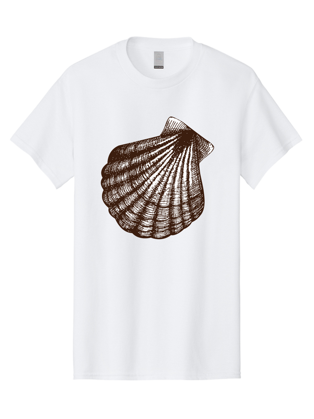 Scallop-Shell Men'S Graphic Tee, 100% Cotton, Comfortable Casual Summer Wear, Machine Washable, Scallop Shell, Seashell, Ocean Shell, Marine Life, Coastal Decor, Beachy Vibe, Shell Art, Detailed Illustration, Monochrome Design Aad749