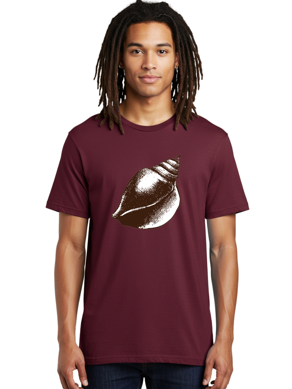 Seashell Men'S Graphic Tee, 100% Cotton, Comfortable Casual Summer Wear, Machine Washable, Vintage Seashell, Marine Life, Ocean Treasures, Coastal Decor, Classic Illustration, Monochrome Art, Textured Shell, Retro Style, Detailed Drawing, Aad752