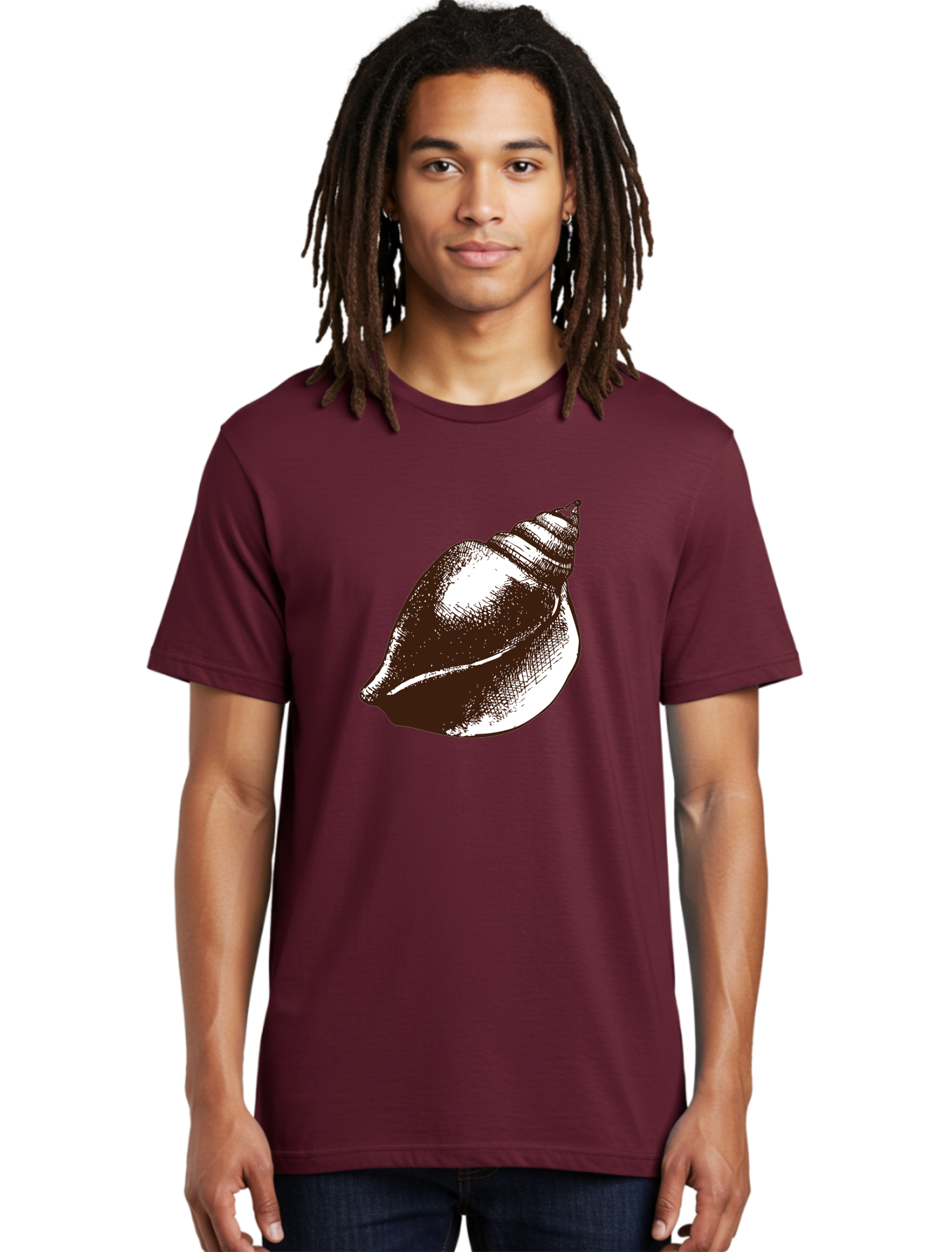 Seashell Men'S Graphic Tee, 100% Cotton, Comfortable Casual Summer Wear, Machine Washable, Vintage Seashell, Marine Life, Ocean Treasures, Coastal Decor, Classic Illustration, Monochrome Art, Textured Shell, Retro Style, Detailed Drawing, Aad752