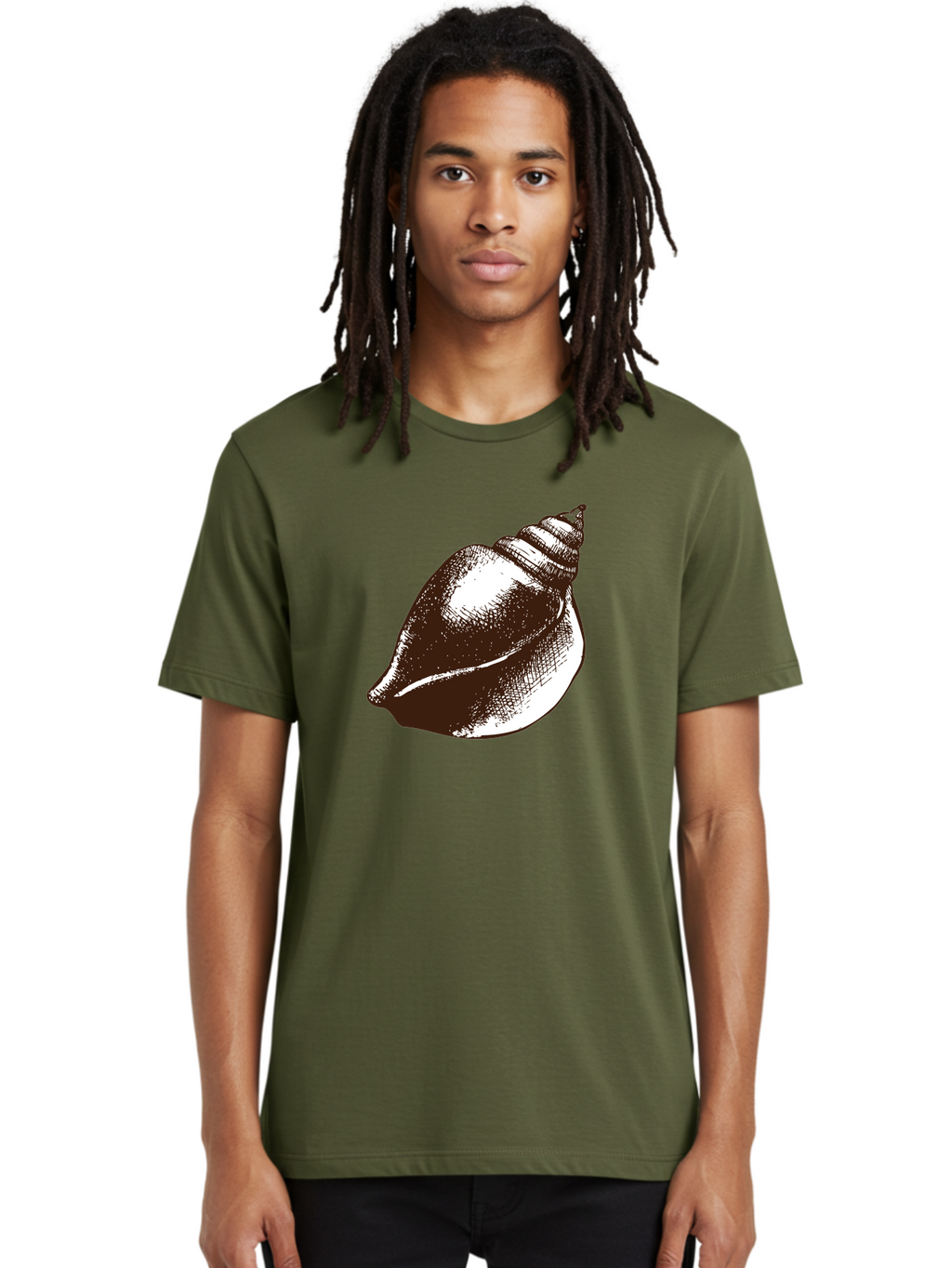 Seashell Men'S Graphic Tee, 100% Cotton, Comfortable Casual Summer Wear, Machine Washable, Vintage Seashell, Marine Life, Ocean Treasures, Coastal Decor, Classic Illustration, Monochrome Art, Textured Shell, Retro Style, Detailed Drawing, Aad752
