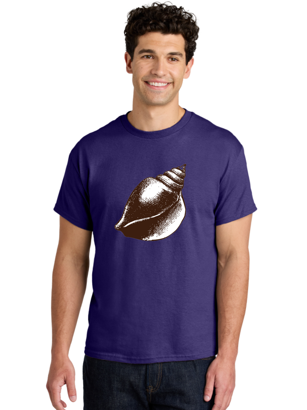 Seashell Men'S Graphic Tee, 100% Cotton, Comfortable Casual Summer Wear, Machine Washable, Vintage Seashell, Marine Life, Ocean Treasures, Coastal Decor, Classic Illustration, Monochrome Art, Textured Shell, Retro Style, Detailed Drawing, Aad752