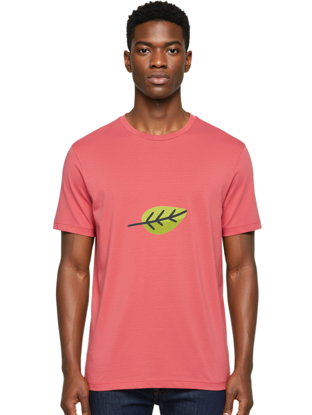 Simple-Leaf Men'S Graphic Tee, 100% Cotton, Comfortable Casual Summer Wear, Machine Washable, Simple Leaf Design, Green Leaf Illustration, Minimalist Art, Nature-Inspired Graphics, Stylized Foliage, Botanical Icon, Eco-Friendly Symbol Aad755