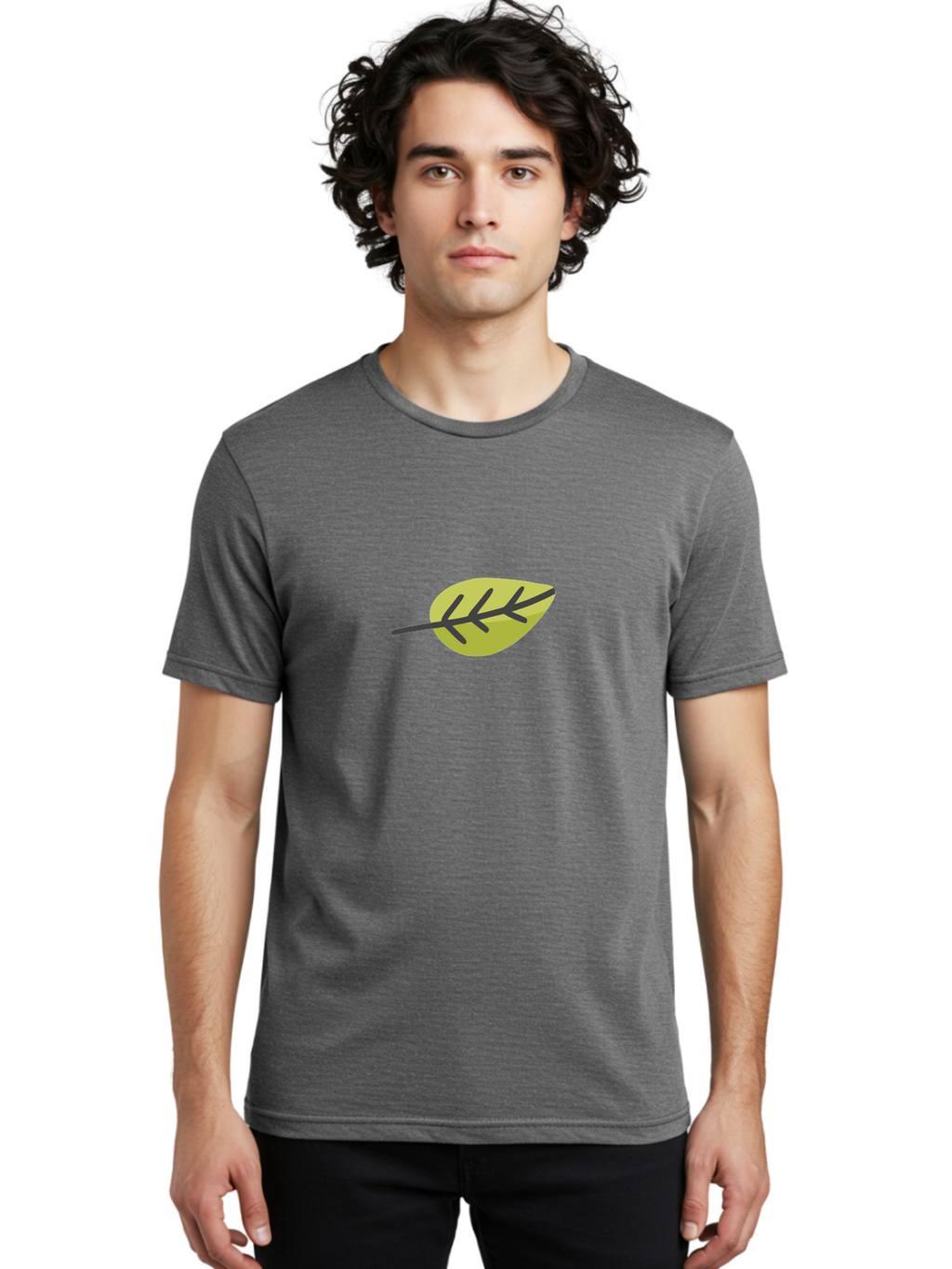 Simple-Leaf Men'S Graphic Tee, 100% Cotton, Comfortable Casual Summer Wear, Machine Washable, Simple Leaf Design, Green Leaf Illustration, Minimalist Art, Nature-Inspired Graphics, Stylized Foliage, Botanical Icon, Eco-Friendly Symbol Aad755