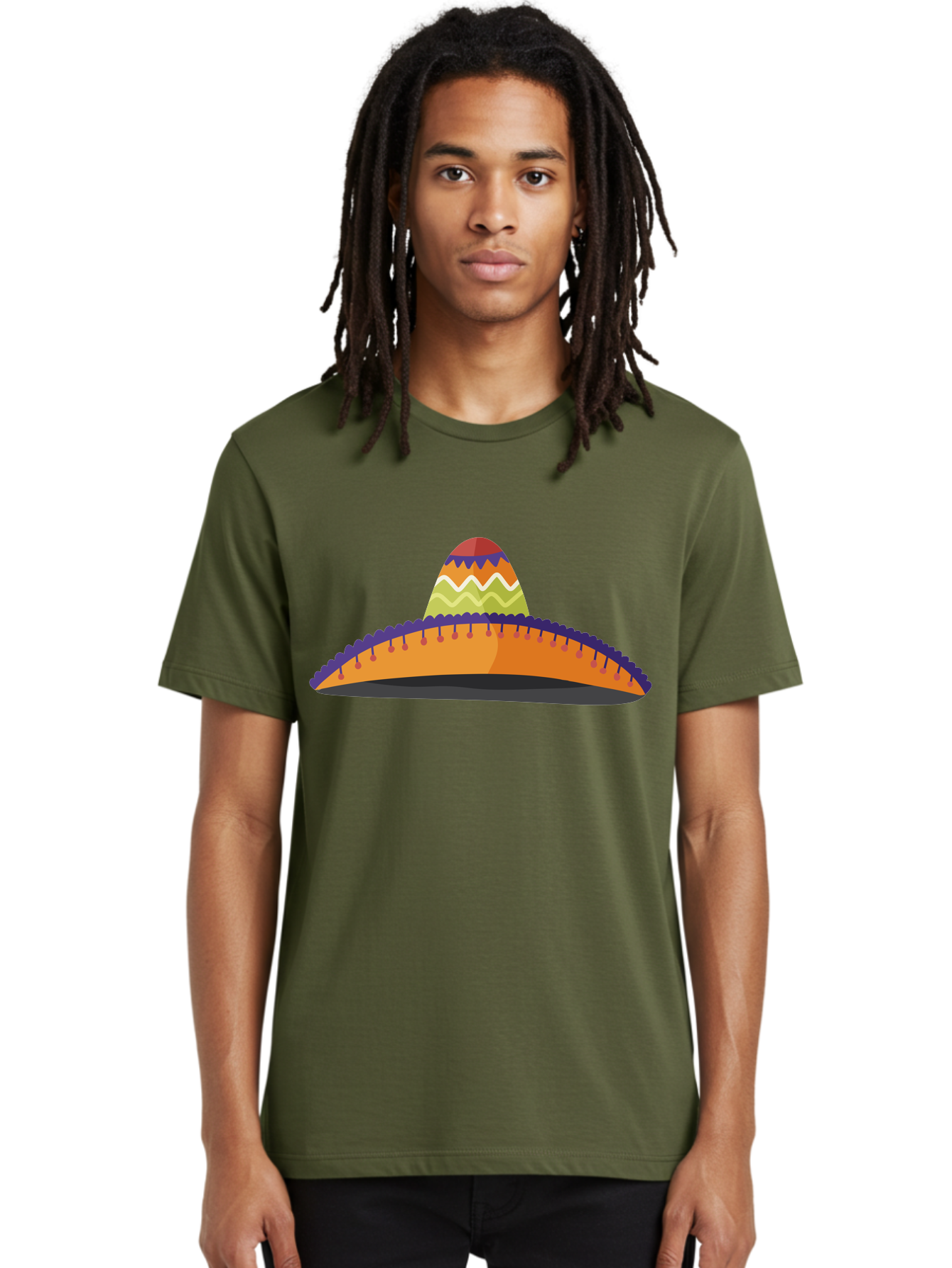 Sombrero-2 Men'S Graphic Tee, 100% Cotton, Comfortable Casual Summer Wear, Machine Washable, Traditional Mexican Hat, Vibrant Colors, Festive Fashion, Cultural Heritage, Stylish Accessory, Brimmed Hat, Colorful Design Aad757
