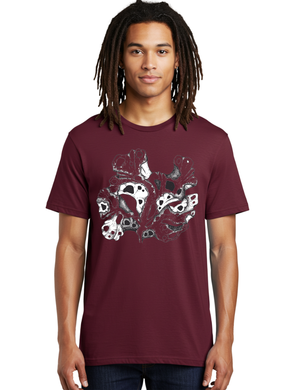 Splat-Art Men'S Graphic Tee, 100% Cotton, Comfortable Casual Summer Wear, Machine Washable, Abstract Skull, Organic Shapes, Surreal Art, Fantasy Design, Mysterious Graphics, Dark And Moody Atmosphere, Complex Patterns, Aad760