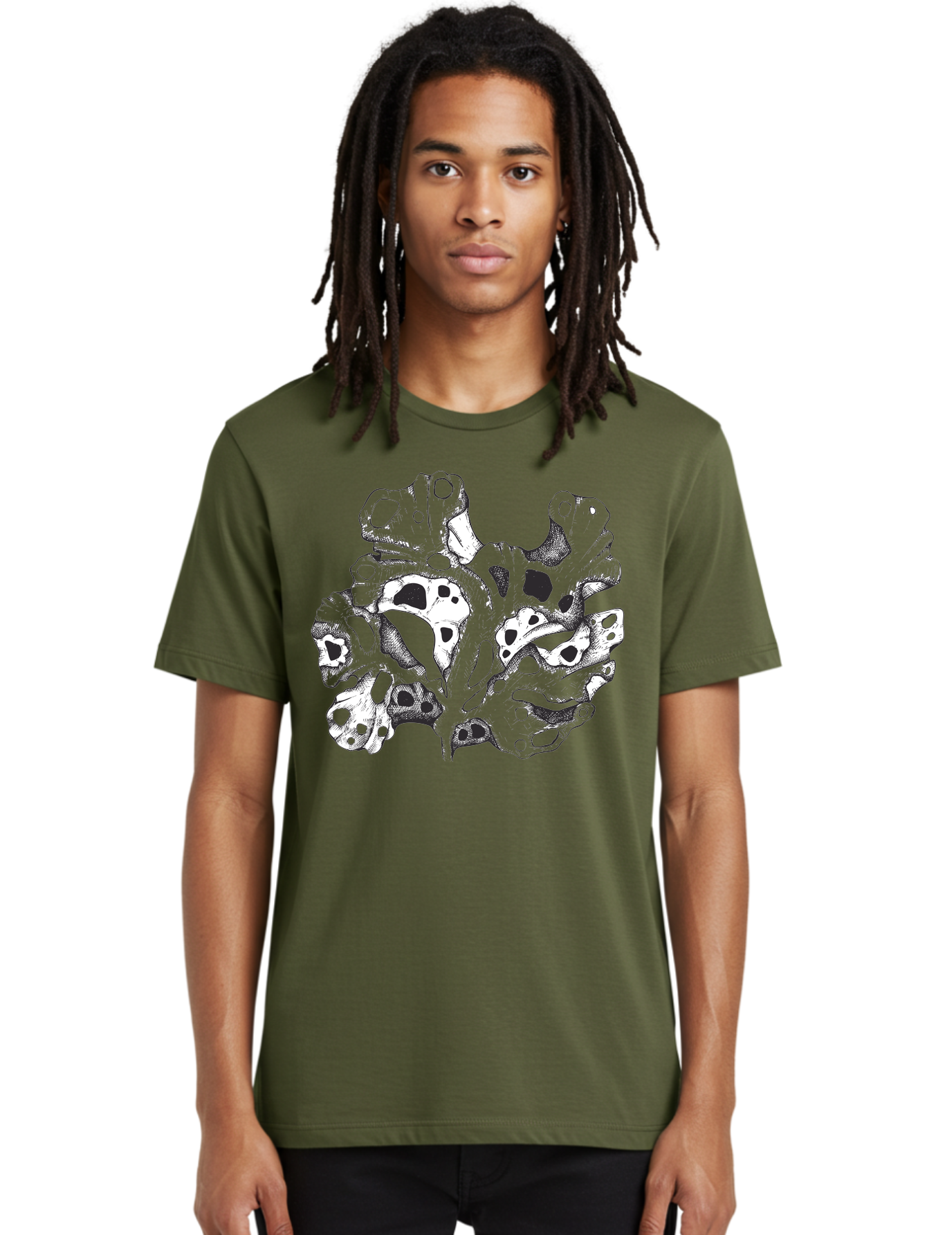 Splat-Art Men'S Graphic Tee, 100% Cotton, Comfortable Casual Summer Wear, Machine Washable, Abstract Skull, Organic Shapes, Surreal Art, Fantasy Design, Mysterious Graphics, Dark And Moody Atmosphere, Complex Patterns, Aad760
