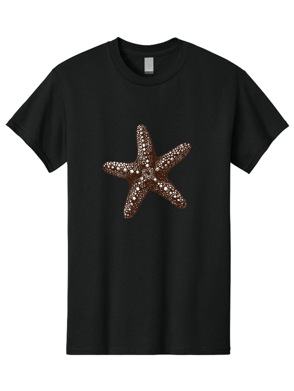 Starfish Men'S Graphic Tee, 100% Cotton, Comfortable Casual Summer Wear, Machine Washable, Starfish, Marine Life, Ocean Creatures, Sea Stars, Underwater World, Brown Starfish, White Spots, Starfish Texture, Five-Armed Starfish Aad762