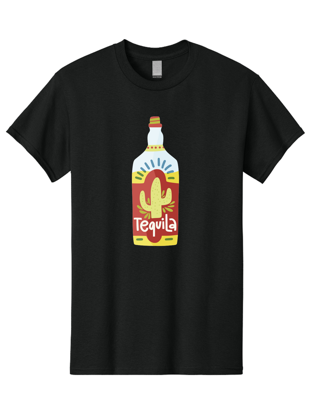 Tequila Men'S Graphic Tee, 100% Cotton, Comfortable Casual Summer Wear, Machine Washable, Tequila Bottle, Cactus Label, Liquor Packaging, Mexican Spirit, Festive Design, Party Theme, Vibrant Colors, Tequila Branding Aad767