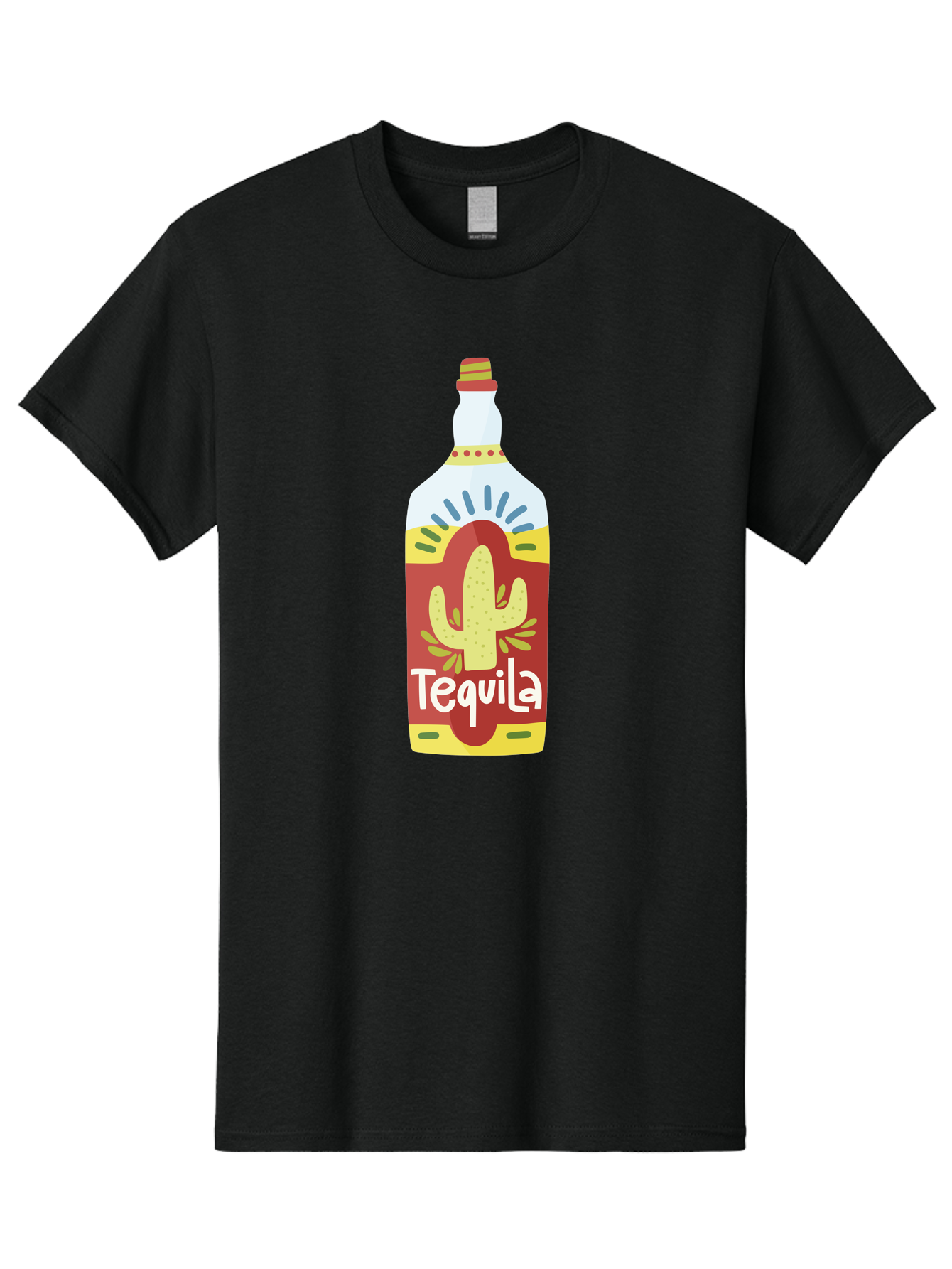 Tequila Men'S Graphic Tee, 100% Cotton, Comfortable Casual Summer Wear, Machine Washable, Tequila Bottle, Cactus Label, Liquor Packaging, Mexican Spirit, Festive Design, Party Theme, Vibrant Colors, Tequila Branding Aad767