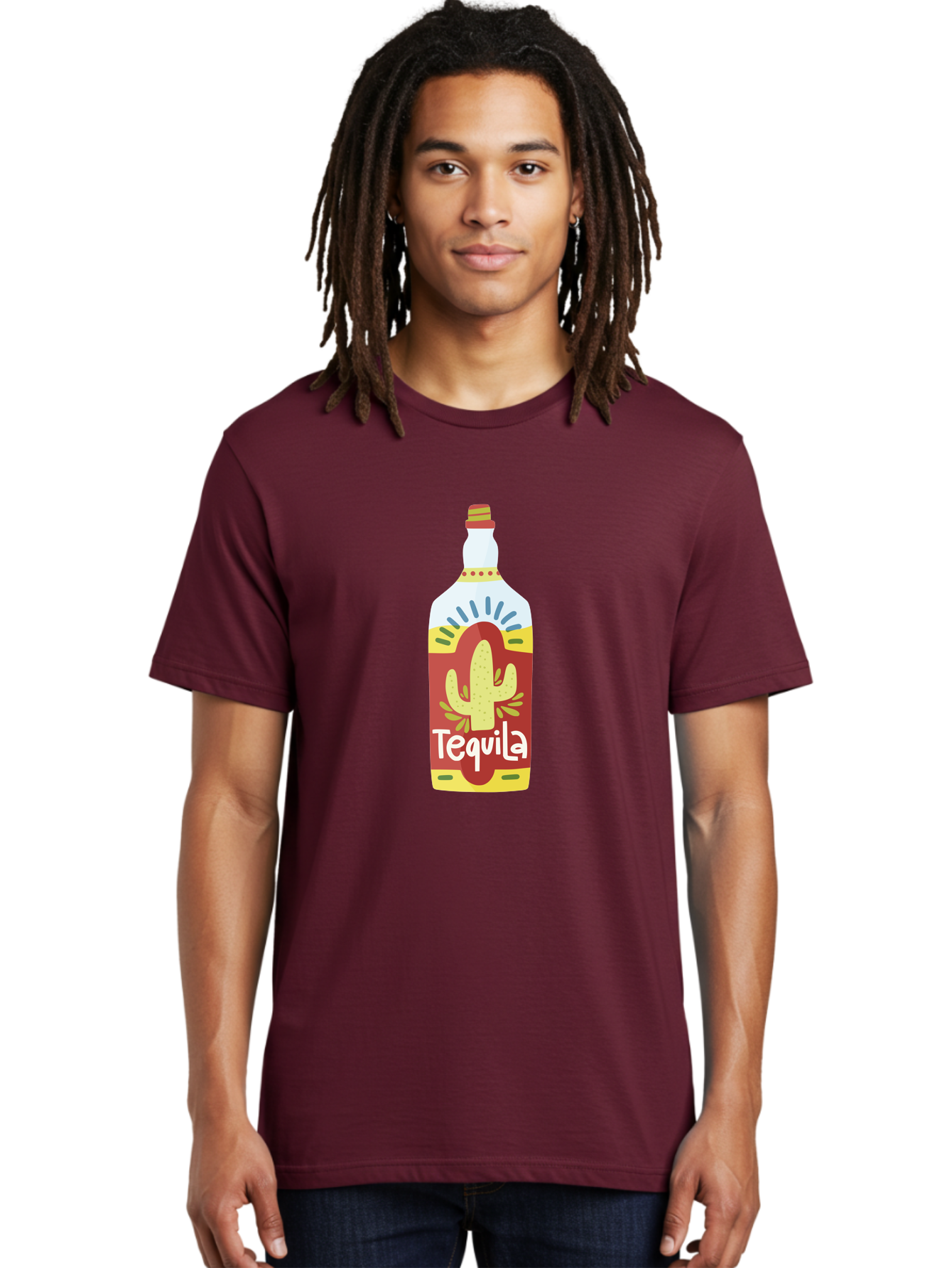 Tequila Men'S Graphic Tee, 100% Cotton, Comfortable Casual Summer Wear, Machine Washable, Tequila Bottle, Cactus Label, Liquor Packaging, Mexican Spirit, Festive Design, Party Theme, Vibrant Colors, Tequila Branding Aad767