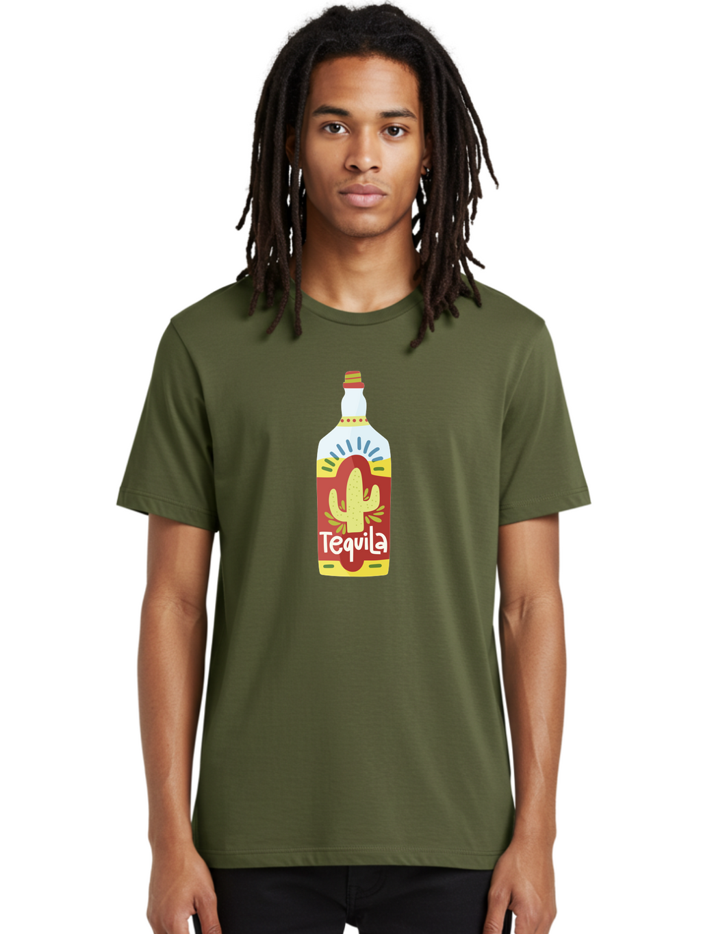 Tequila Men'S Graphic Tee, 100% Cotton, Comfortable Casual Summer Wear, Machine Washable, Tequila Bottle, Cactus Label, Liquor Packaging, Mexican Spirit, Festive Design, Party Theme, Vibrant Colors, Tequila Branding Aad767