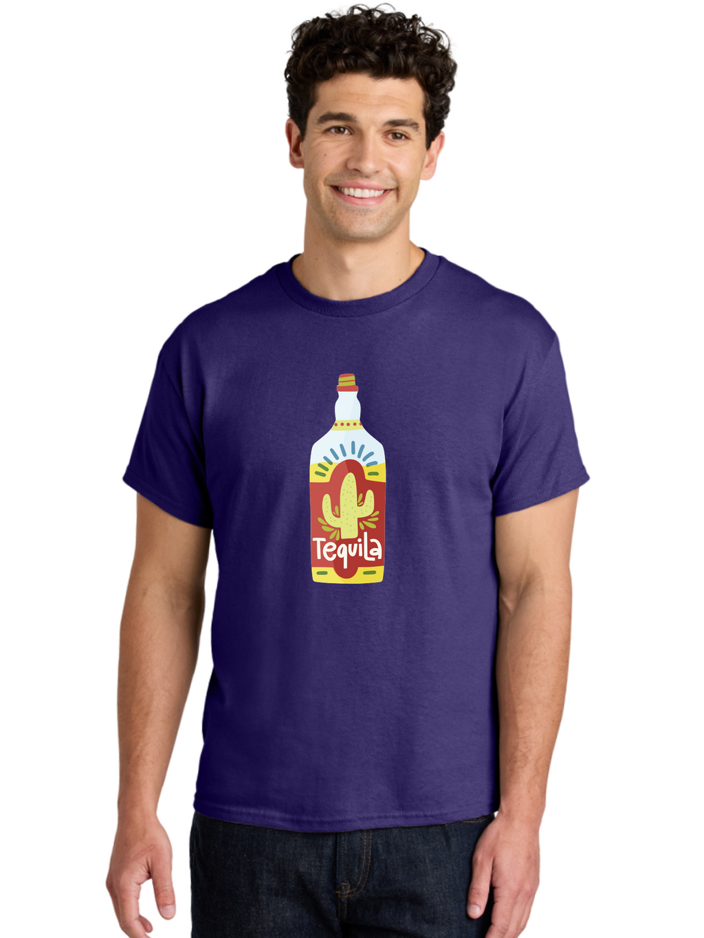 Tequila Men'S Graphic Tee, 100% Cotton, Comfortable Casual Summer Wear, Machine Washable, Tequila Bottle, Cactus Label, Liquor Packaging, Mexican Spirit, Festive Design, Party Theme, Vibrant Colors, Tequila Branding Aad767