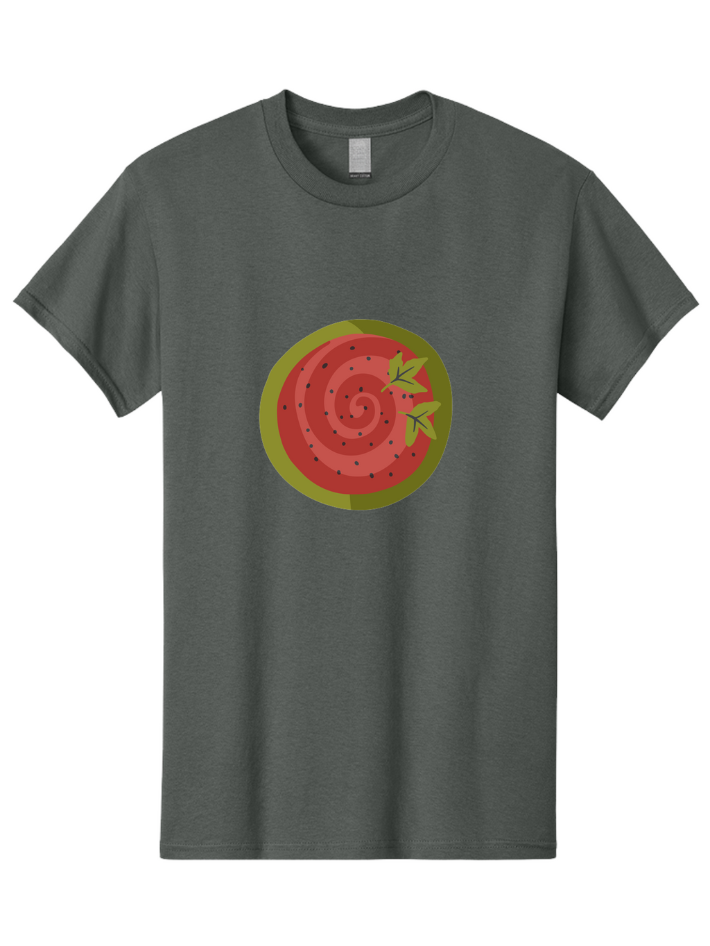Watermelon-Slice Men'S Graphic Tee, 100% Cotton, Comfortable Casual Summer Wear, Machine Washable, Watermelon Slice, Red Fruit, Green Leaves, Black Seeds, Summer Snack, Refreshing Treat, Sweet Juice, Ripe Melon Aad772