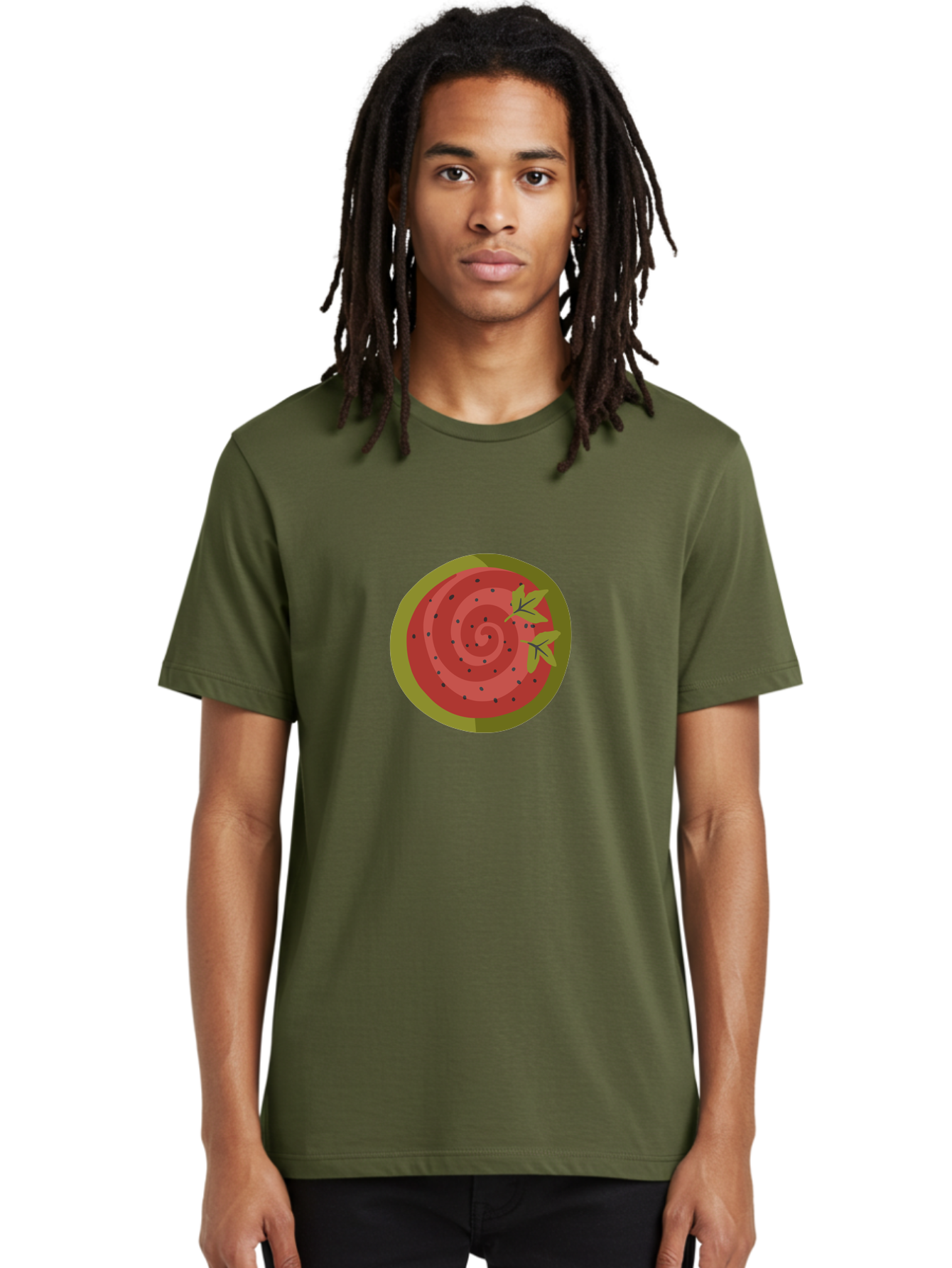 Watermelon-Slice Men'S Graphic Tee, 100% Cotton, Comfortable Casual Summer Wear, Machine Washable, Watermelon Slice, Red Fruit, Green Leaves, Black Seeds, Summer Snack, Refreshing Treat, Sweet Juice, Ripe Melon Aad772