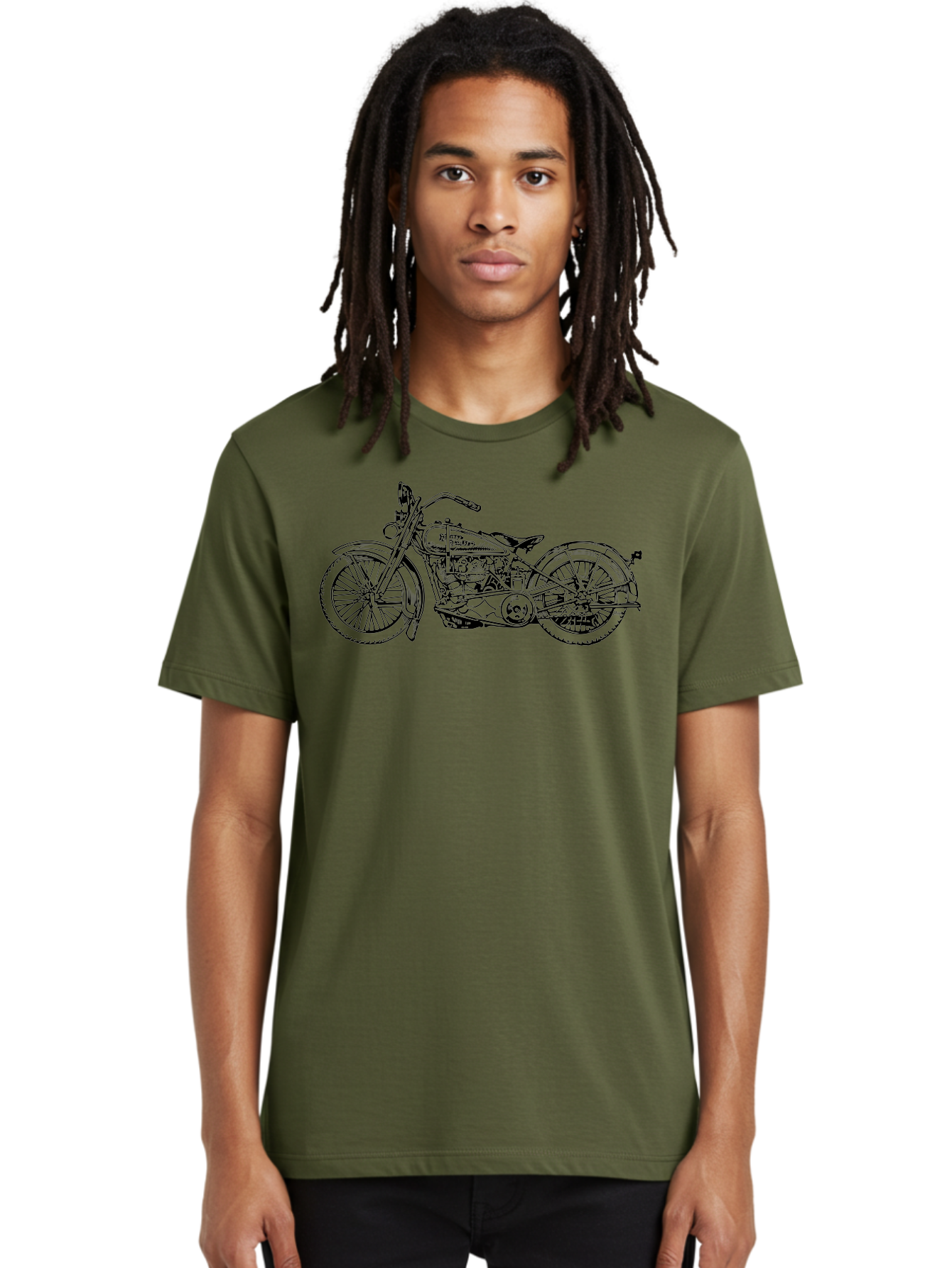 1916-Flying-Merkel Men'S Graphic Tee, 100% Cotton, Comfortable Casual Summer Wear, Machine Washable, Vintage Motorcycle, Classic Bike, Harley Davidson Logo, Retro Design, Black And Green Illustration, Motorcycle Art, Biker Culture, Aad774