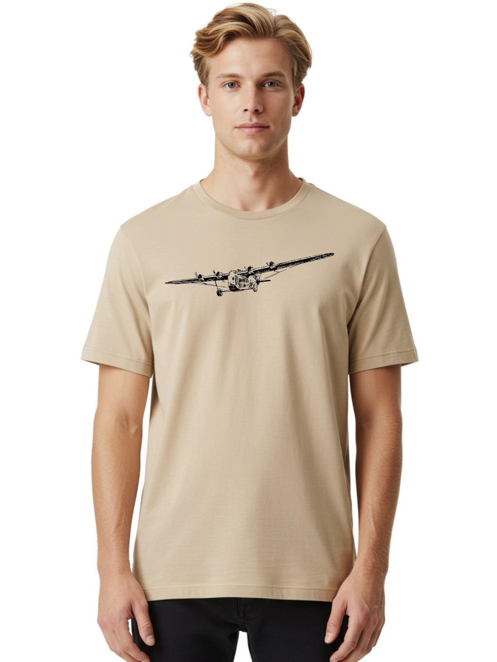 Airplane Men'S Graphic Tee, 100% Cotton, Comfortable Casual Summer Wear, Machine Washable, Vintage Airplane, Historic Aircraft, Ford Tri-Motor, Classic Aviation, Antique Plane, Nostalgic Flight, Retro Aircraft Design Aad775