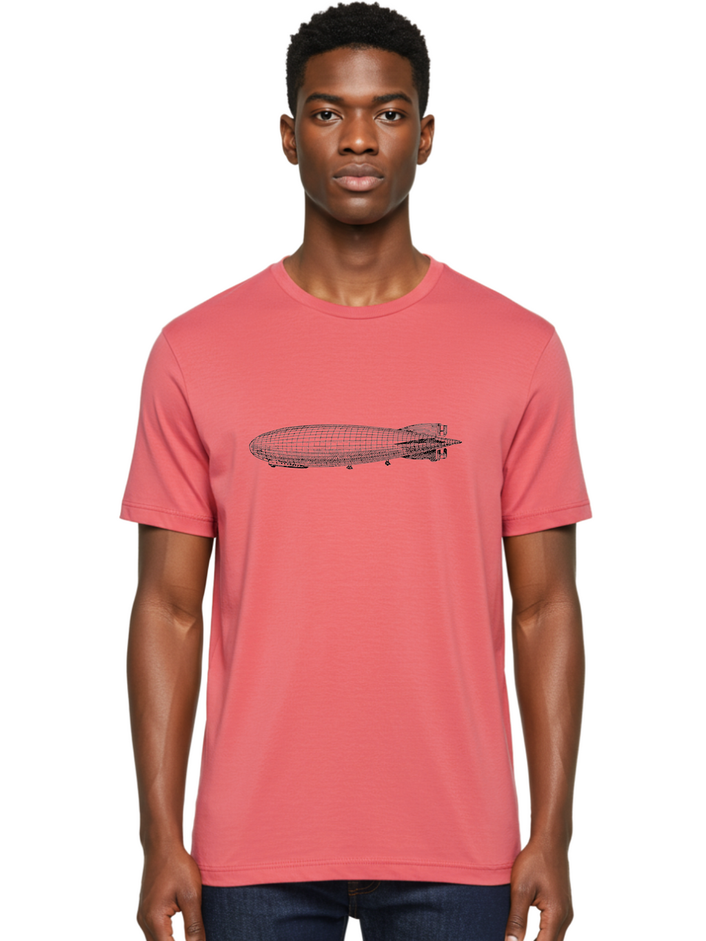 Airship Men'S Graphic Tee, 100% Cotton, Comfortable Casual Summer Wear, Machine Washable, Airship, Zeppelin, Dirigible, Aircraft, Luxury Travel, Historical Aviation, Vintage Transportation, Retro Style, Wireframe Model, 3D Rendering Aad776